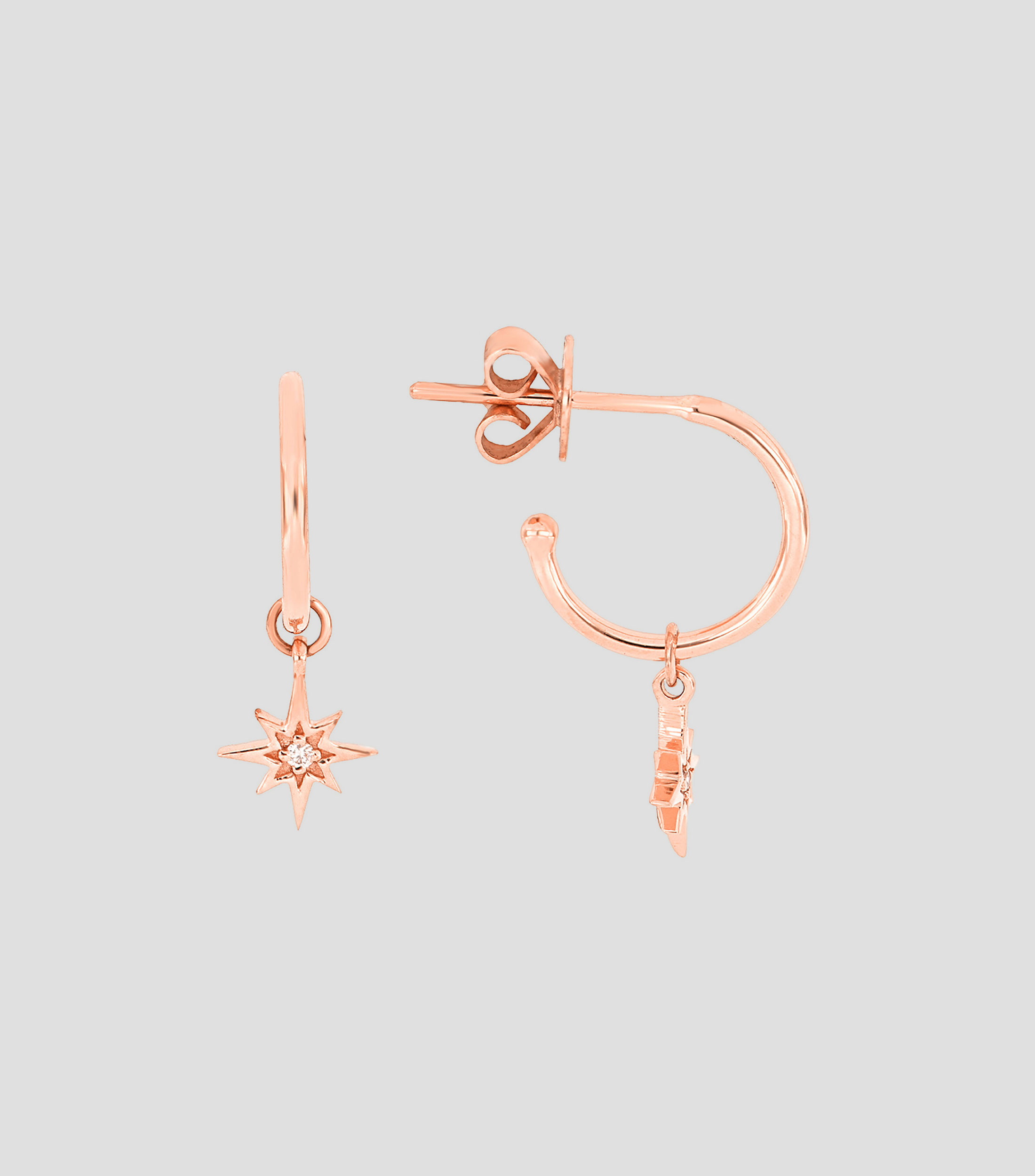 Aretes en oro rosa de 18 Kts diamante Mujer