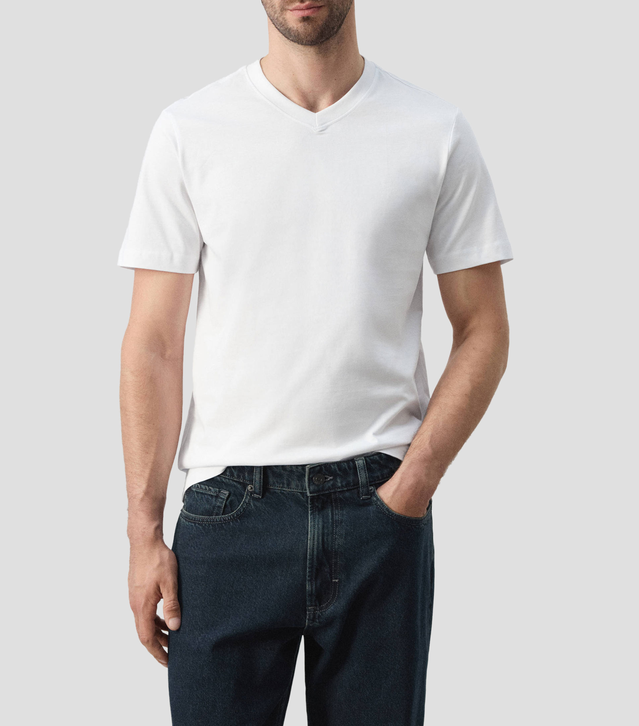 Playera cuello V manga corta lisa Hombre