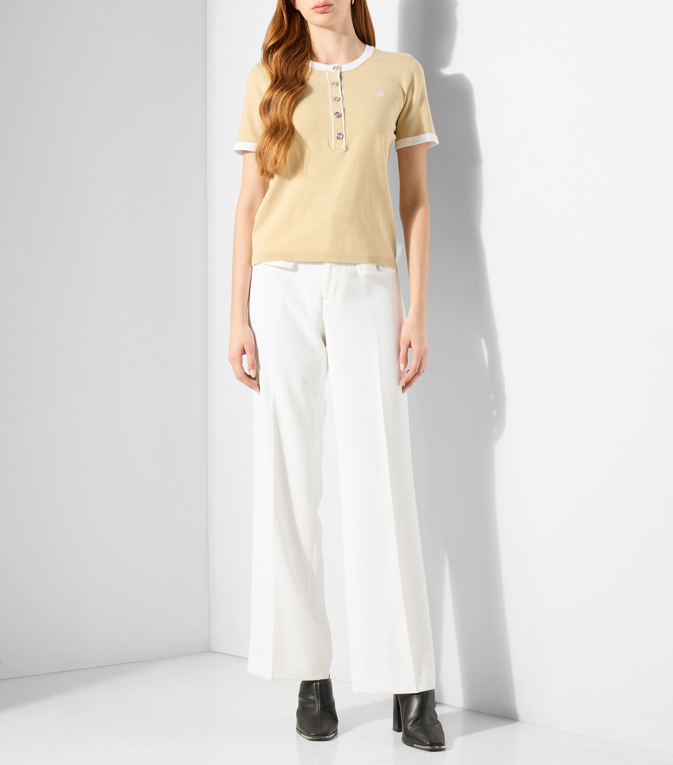 Blusa lisa con manga corta Mujer