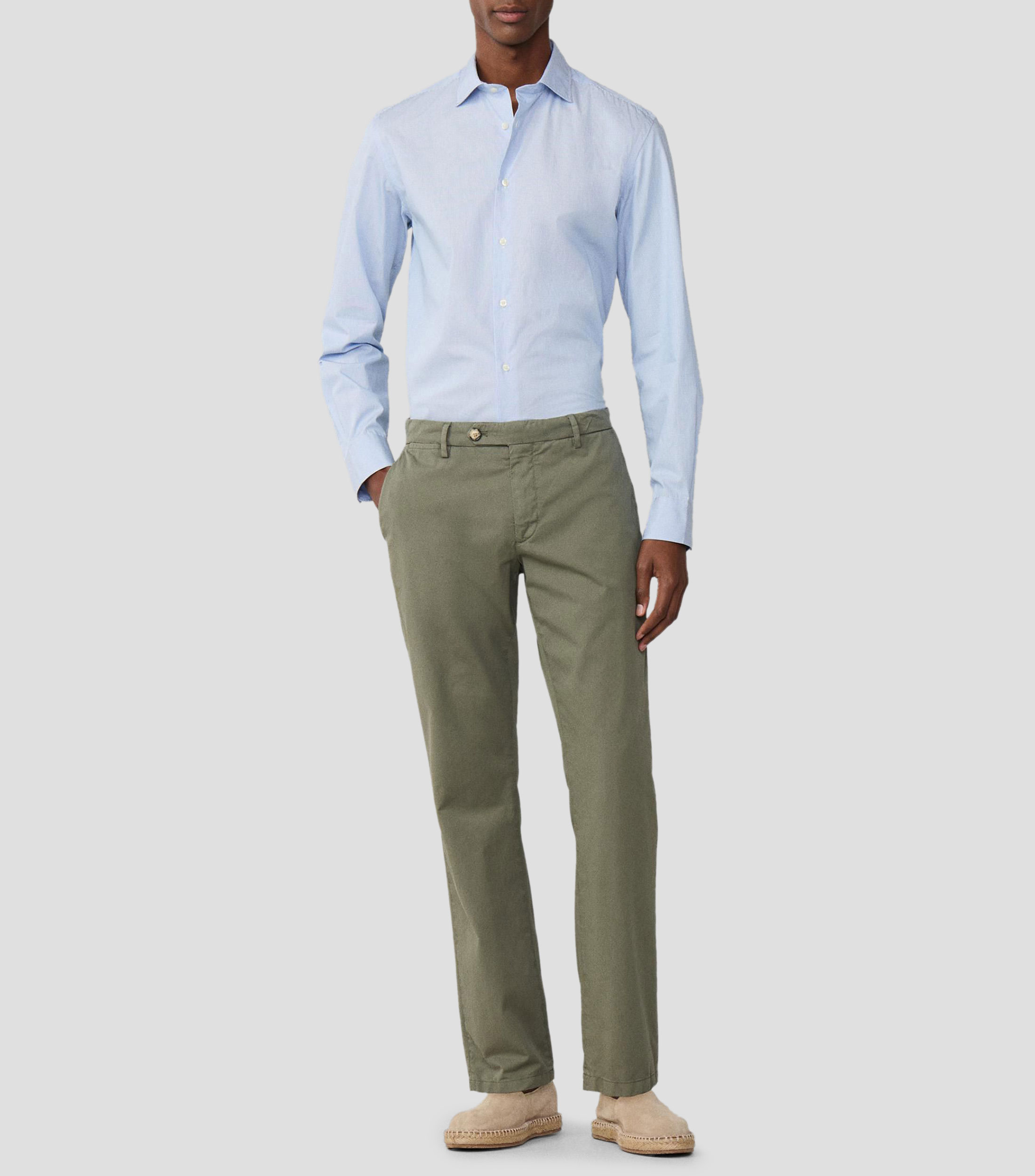 Camisa a rayas manga larga Hombre