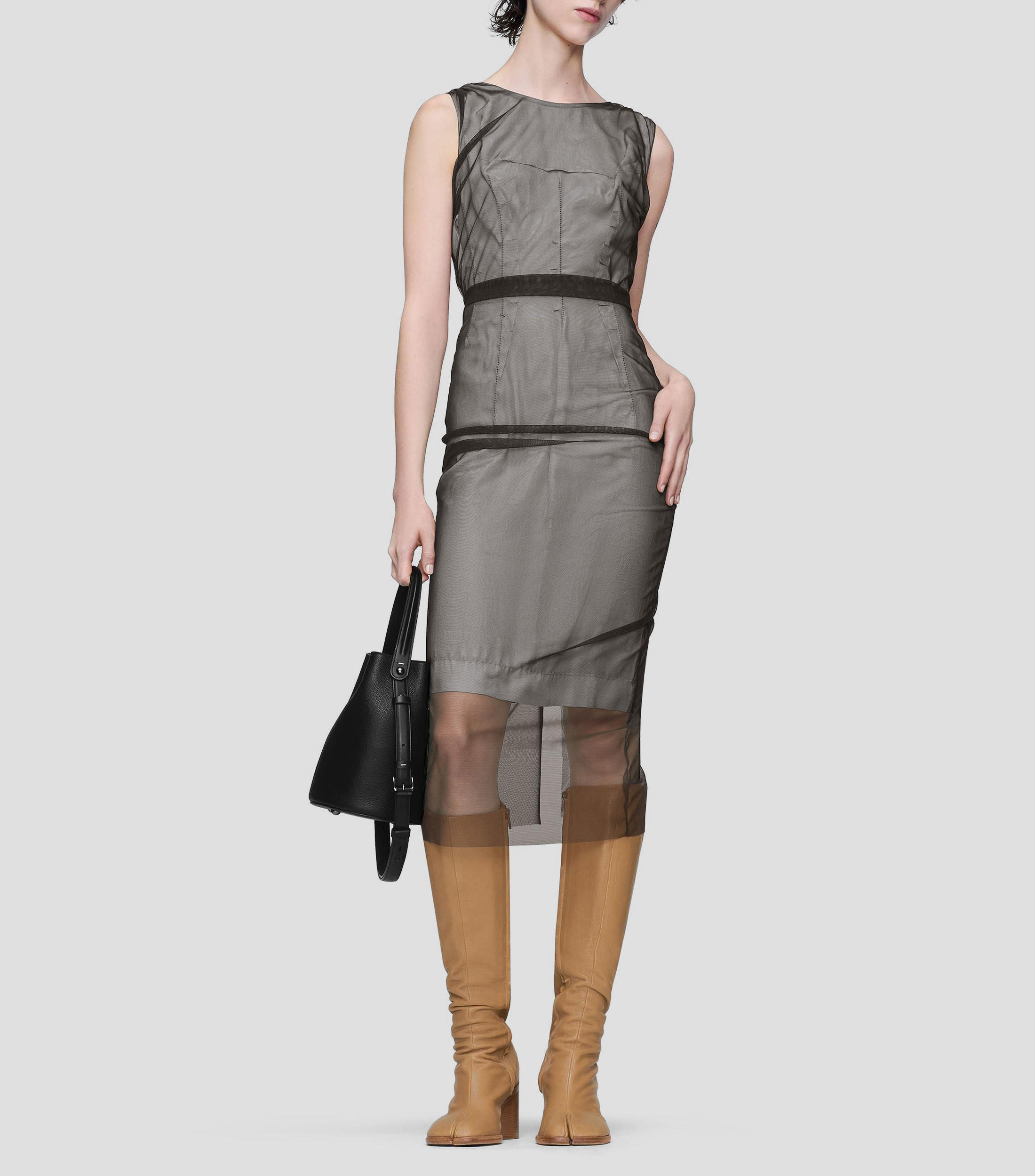 Vestido midi sin mangas con diseño fantasía transparente Mujer