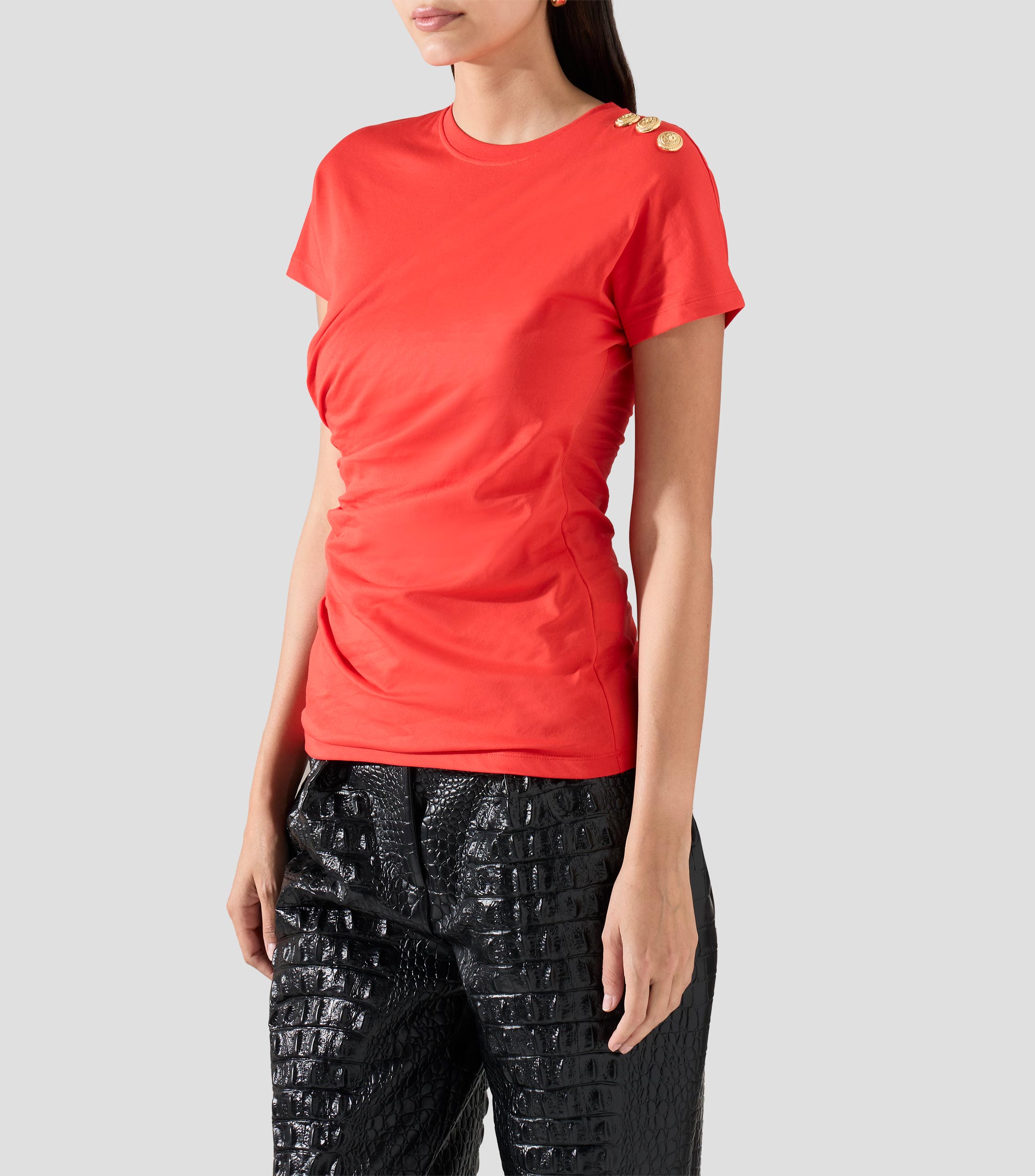 Playera cuello redondo manga corta lisa Mujer