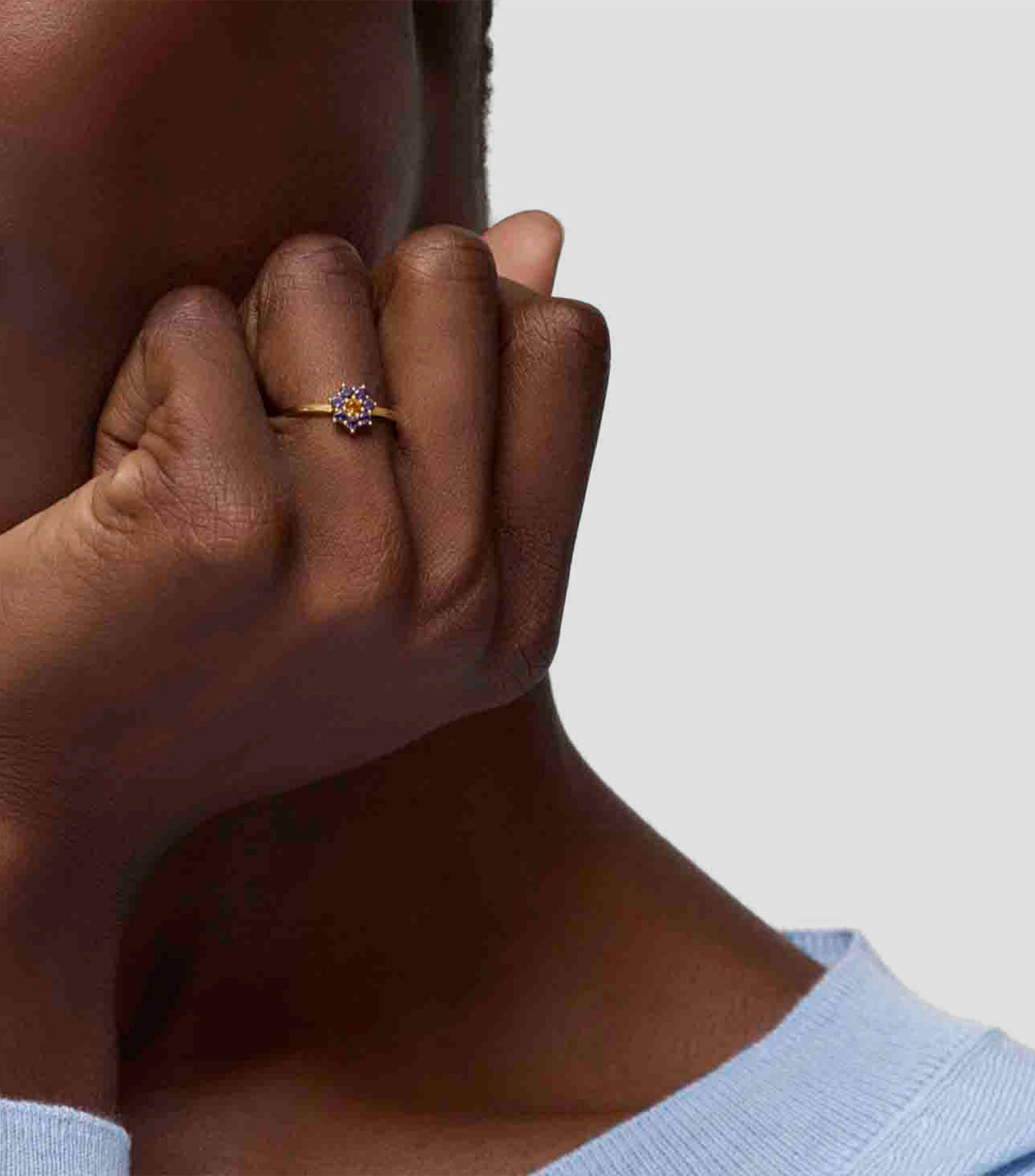Anillo en oro con flor Mujer