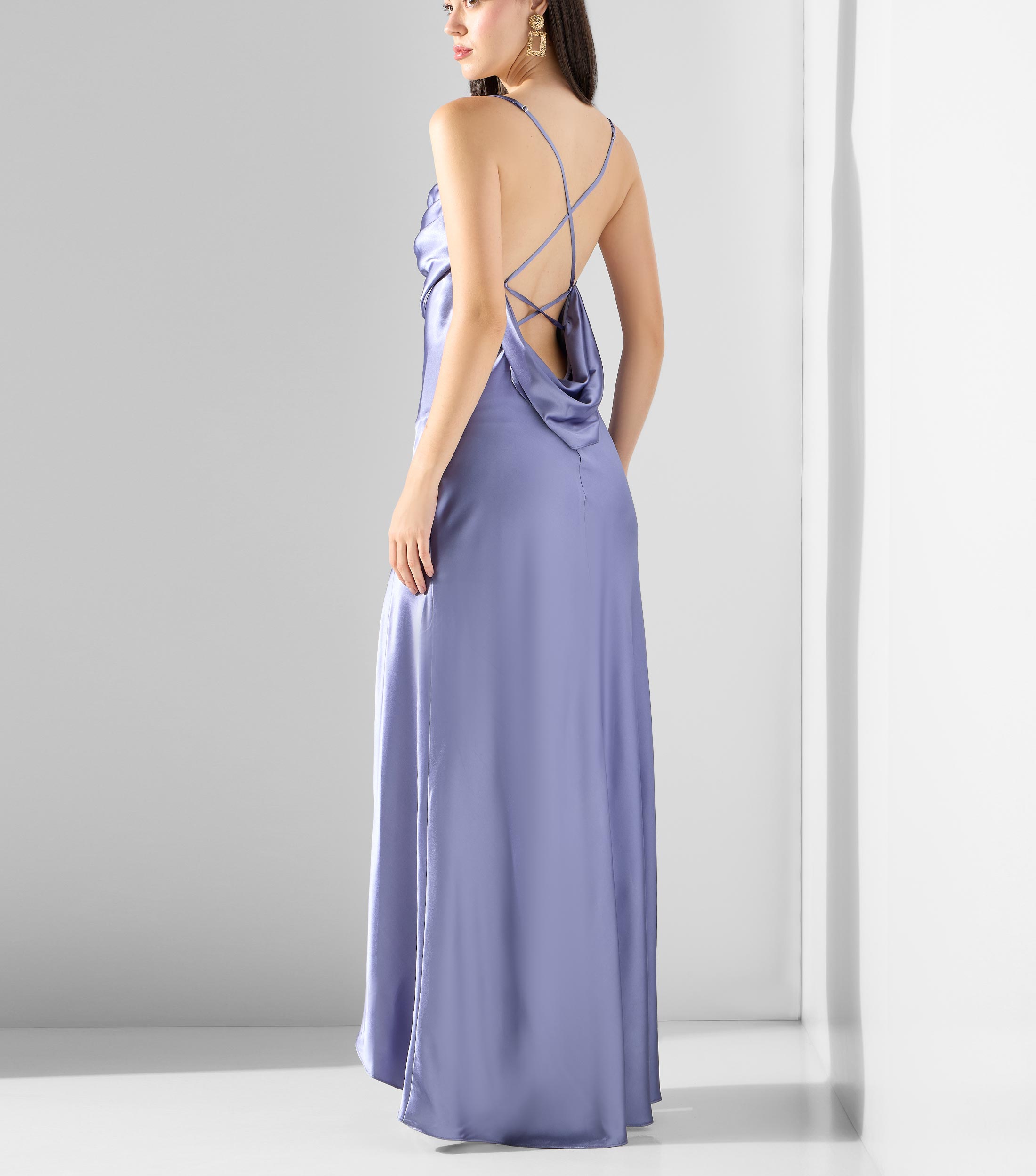 Vestido largo liso Mujer