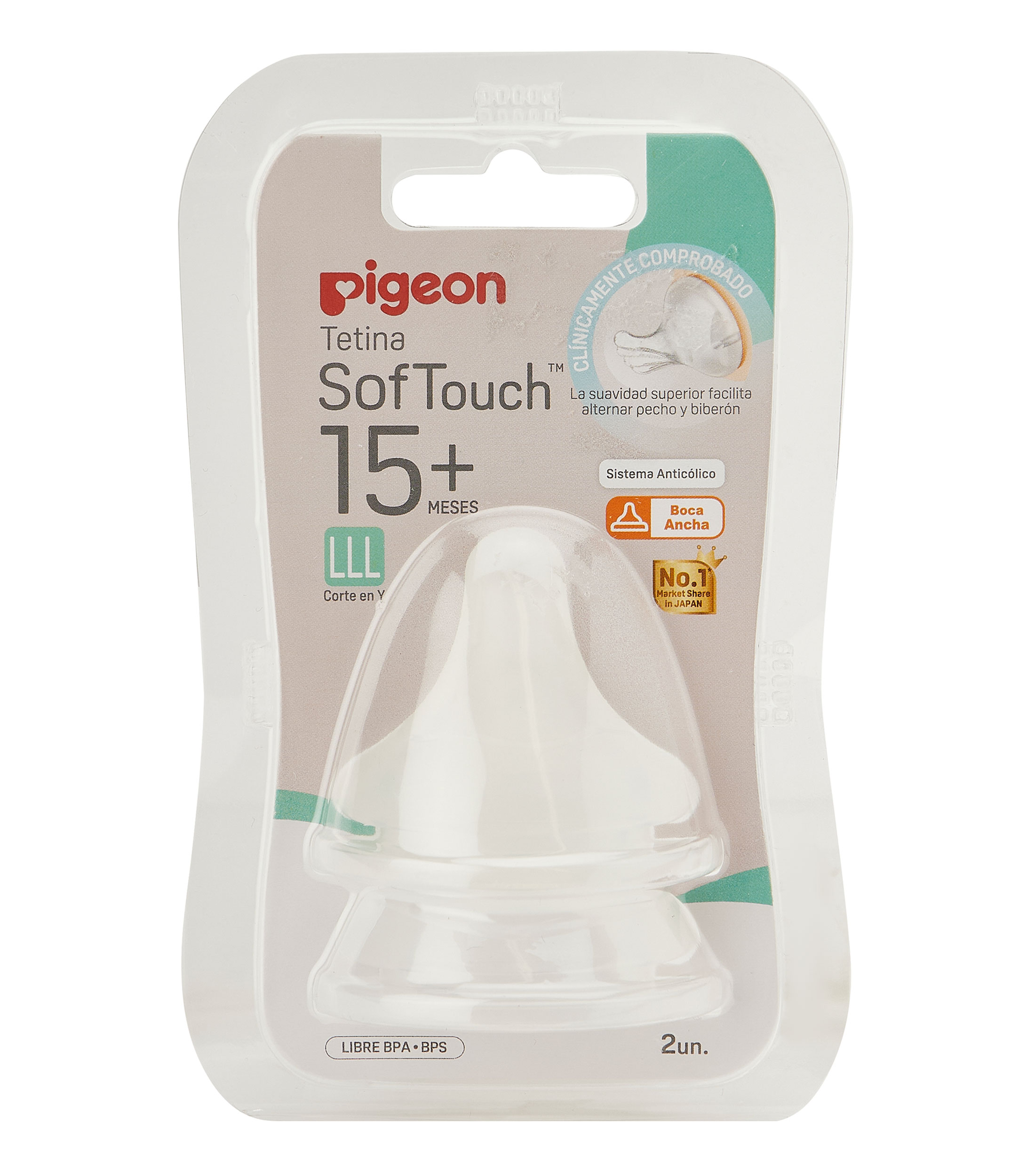 Set 2 Tetinas Softouch Boca Ancha 15 Meses