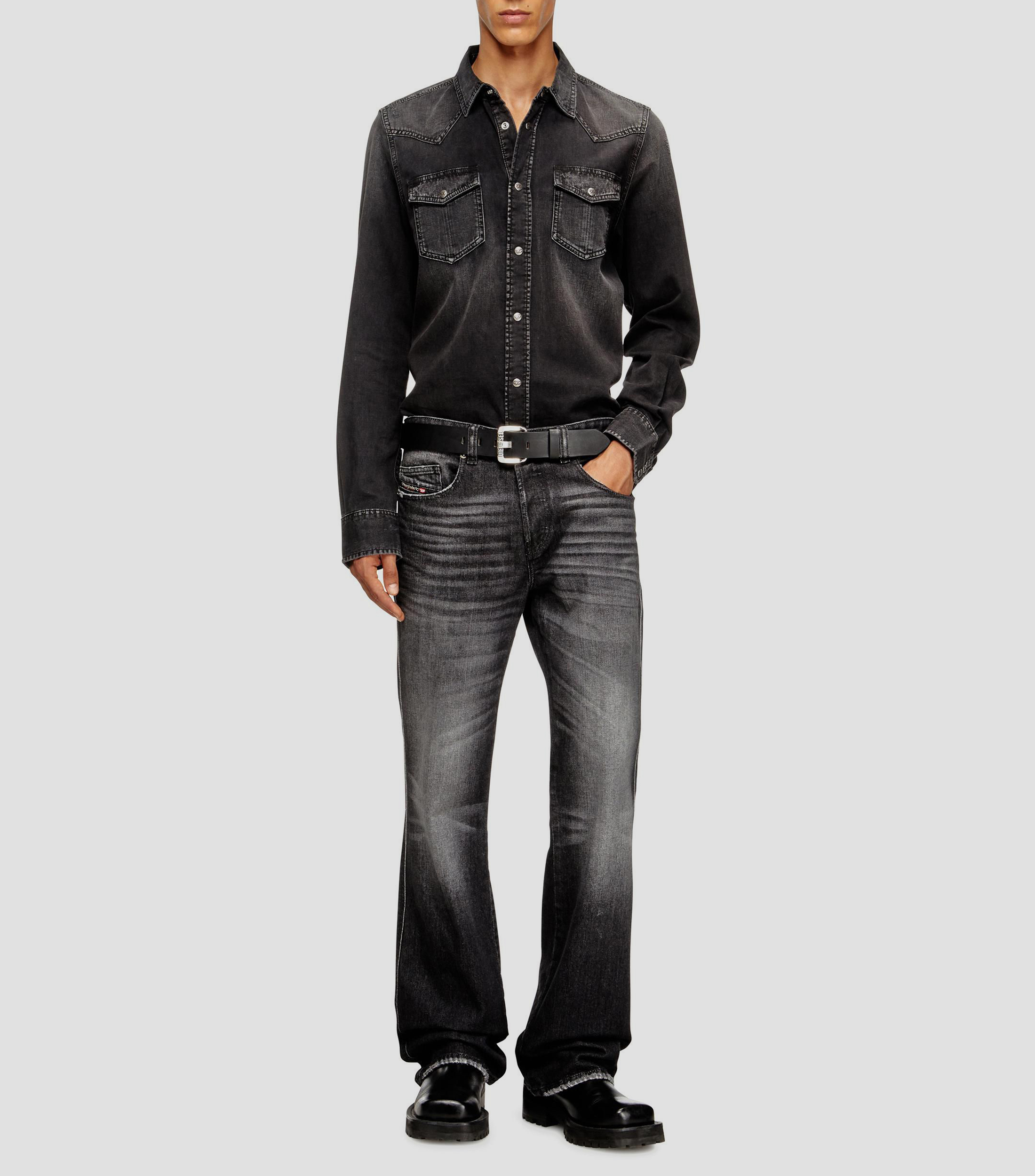 Camisa lisa de manga larga D-Vega Hombre