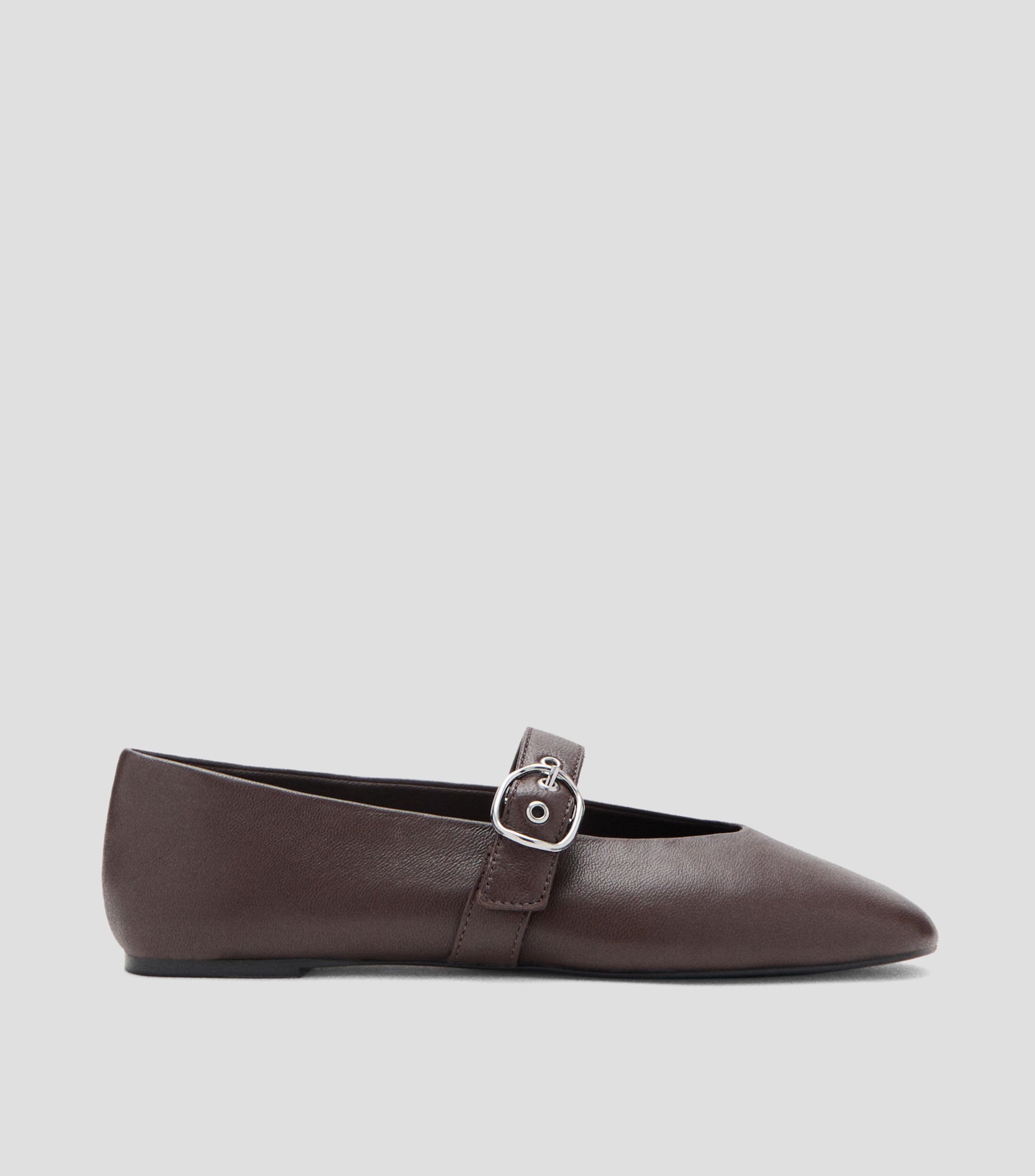 Flats Door en piel con hebilla Mujer