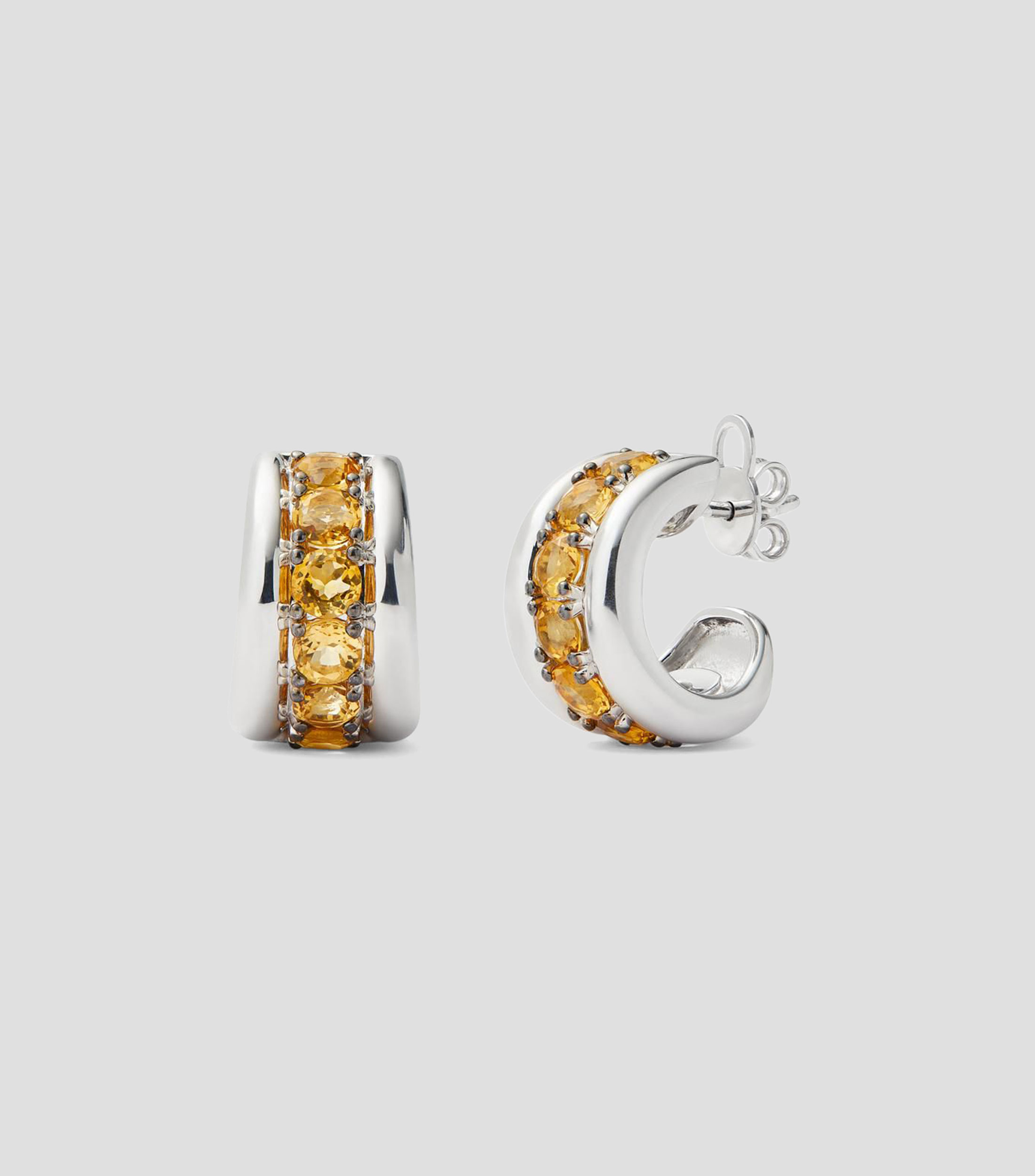 Aretes en Plata .925 con pave de cuarzos citrinos Mujer