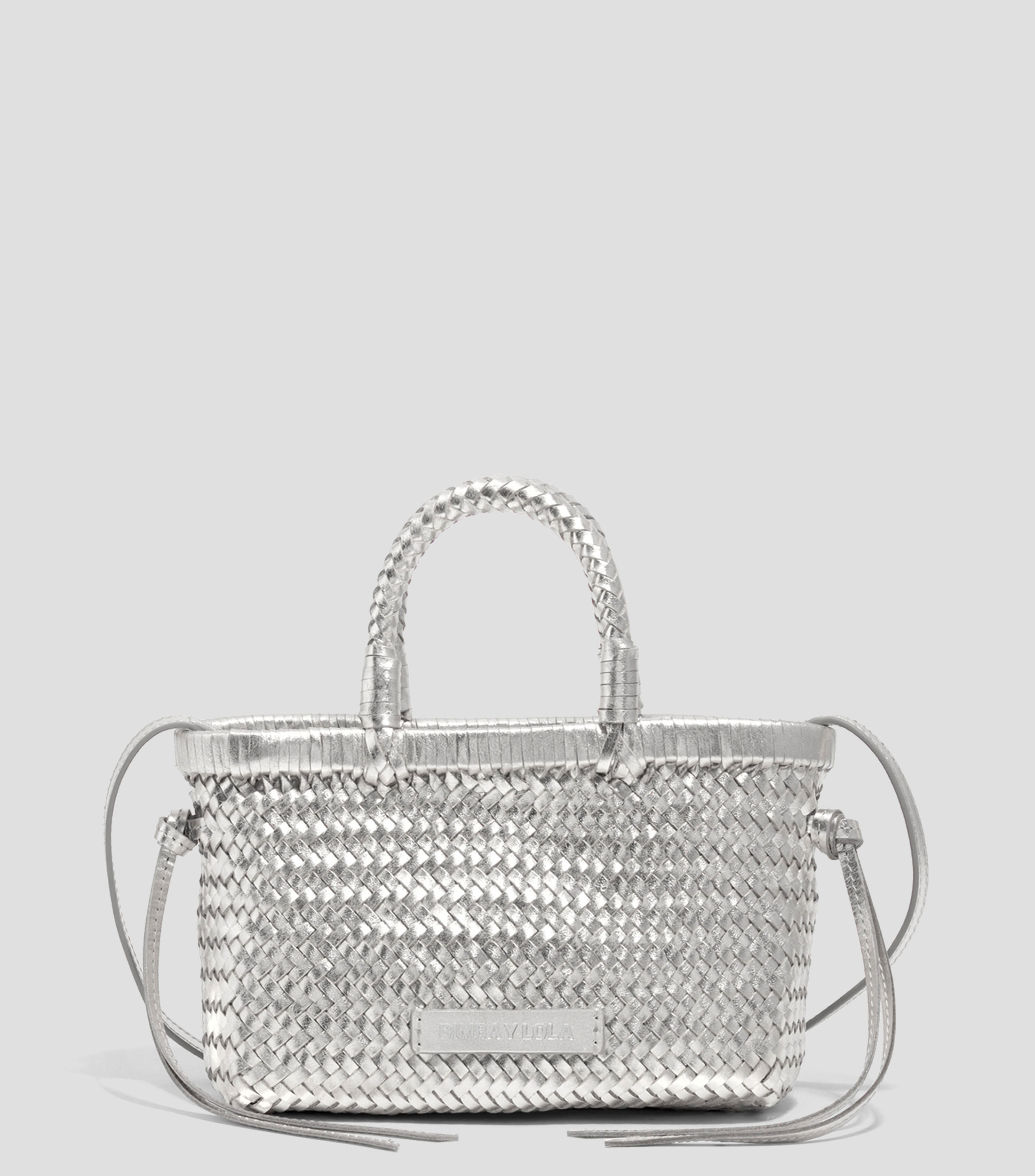 Bolsa mini trenzado piel plata Mujer