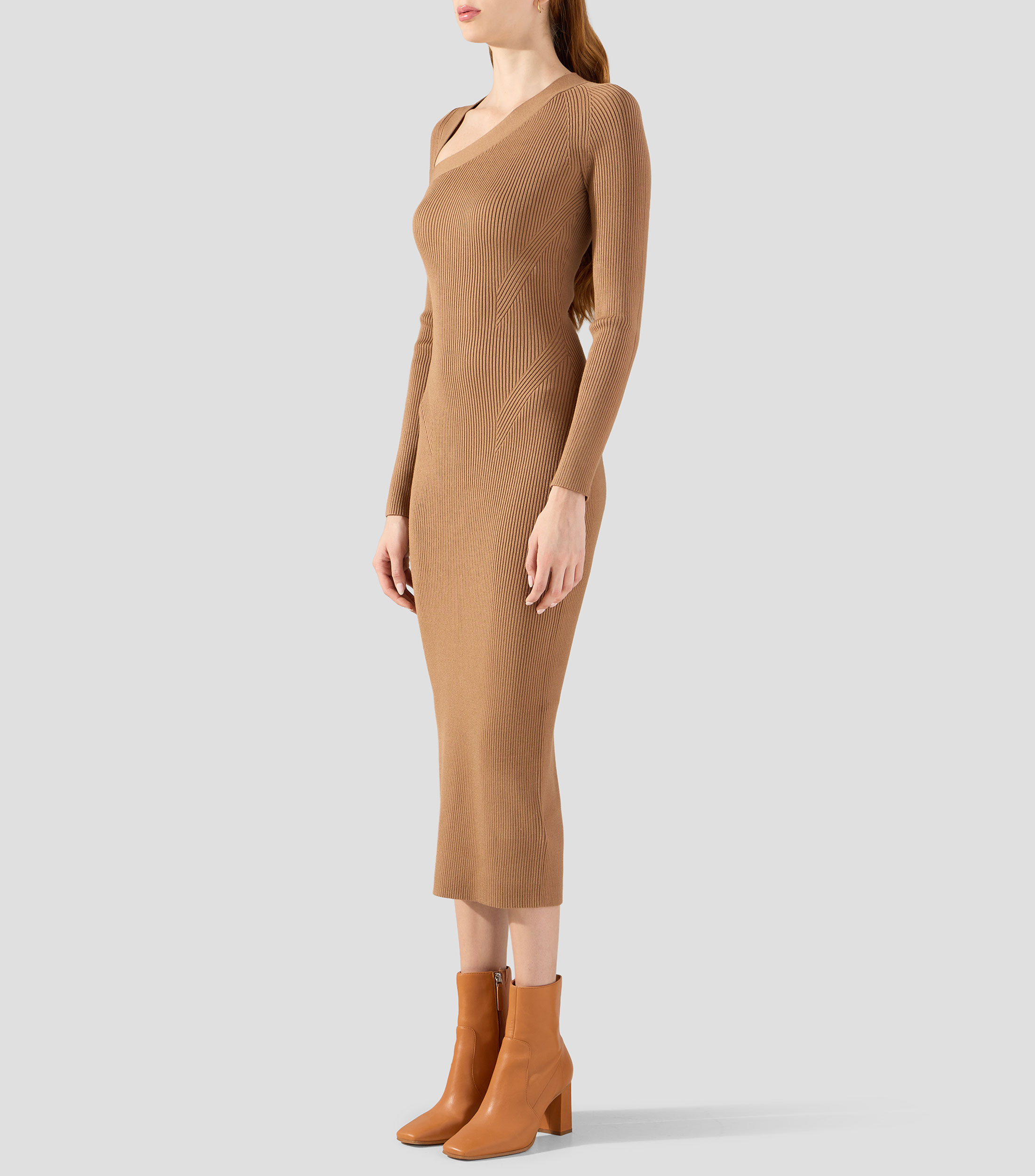 Vestido largo manga larga liso Mujer