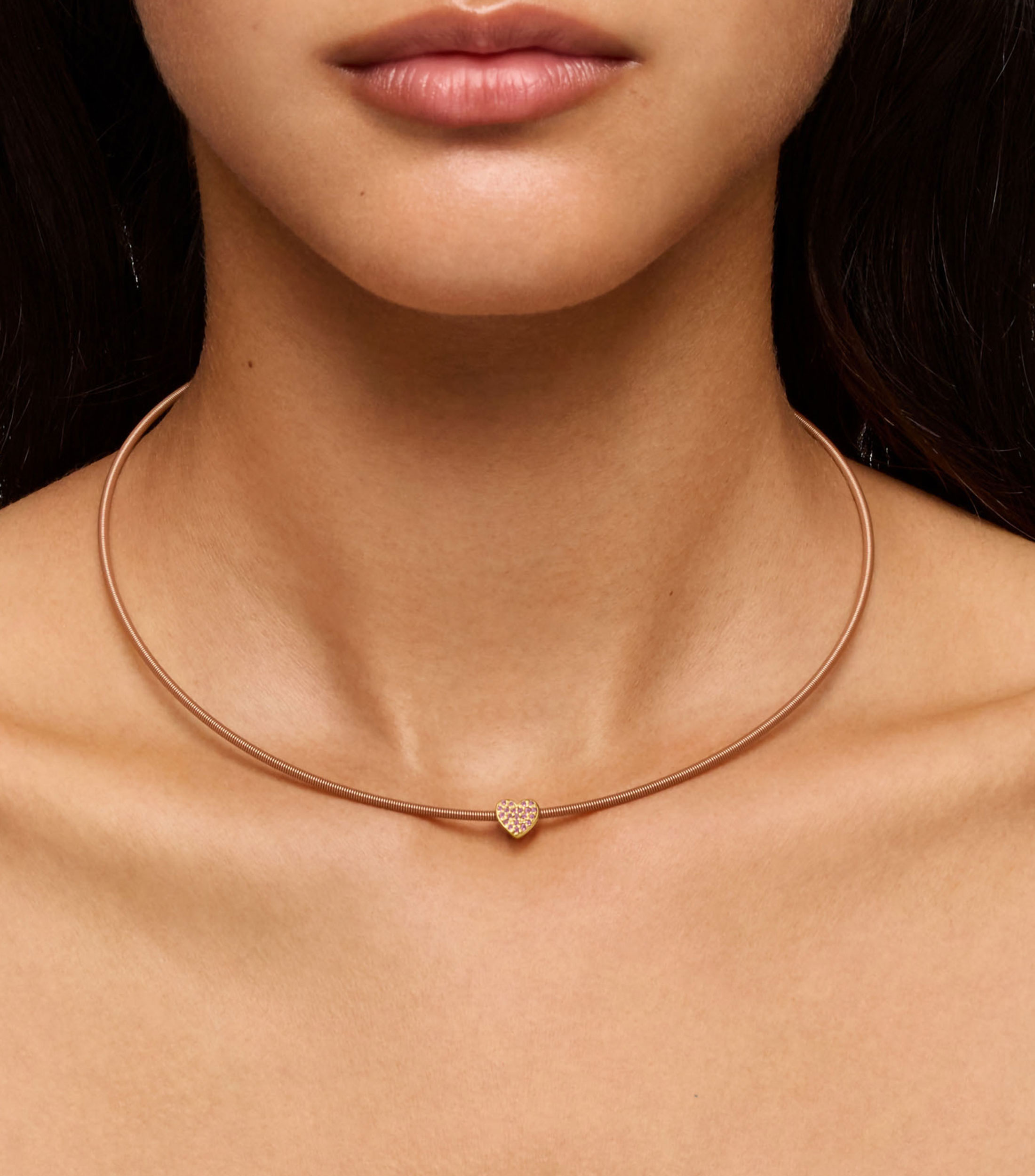 Dije de corazón en plata .925 Tous 1950 con rodolitas Mujer