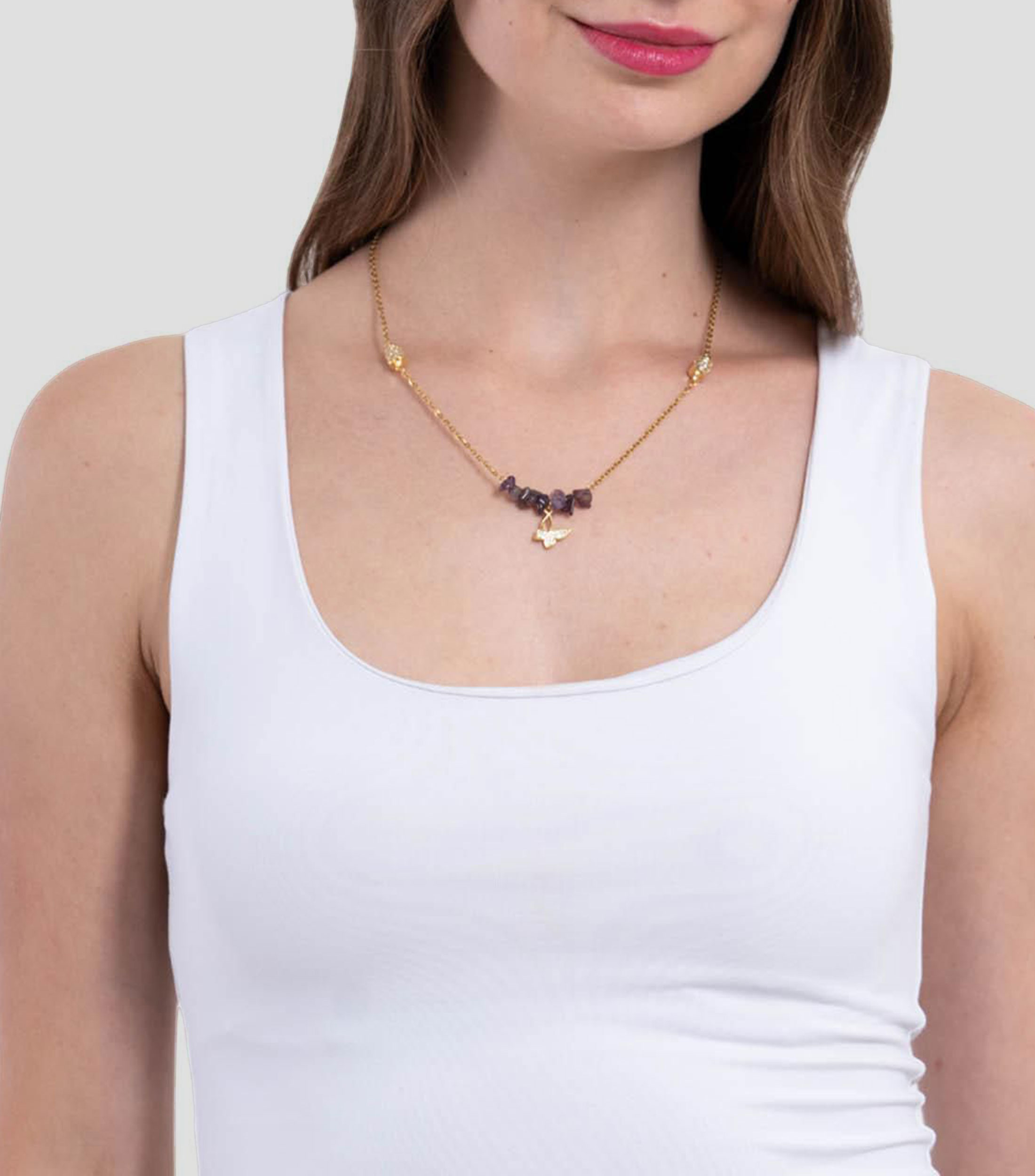 Collar Amatista Mariposa Mujer