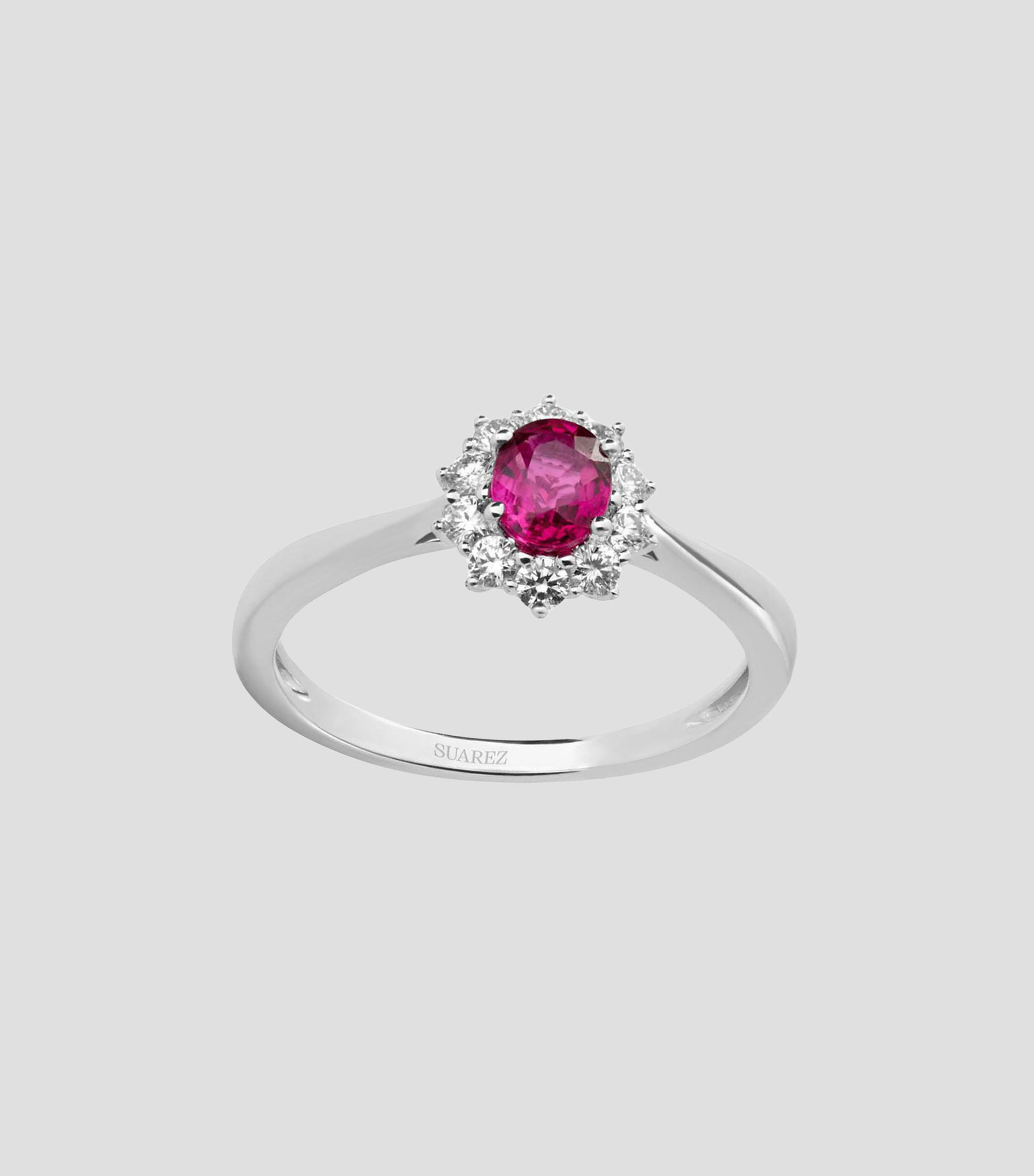 Anillo en Oro blanco de 18 Kilates con rubí Big Three Mujer