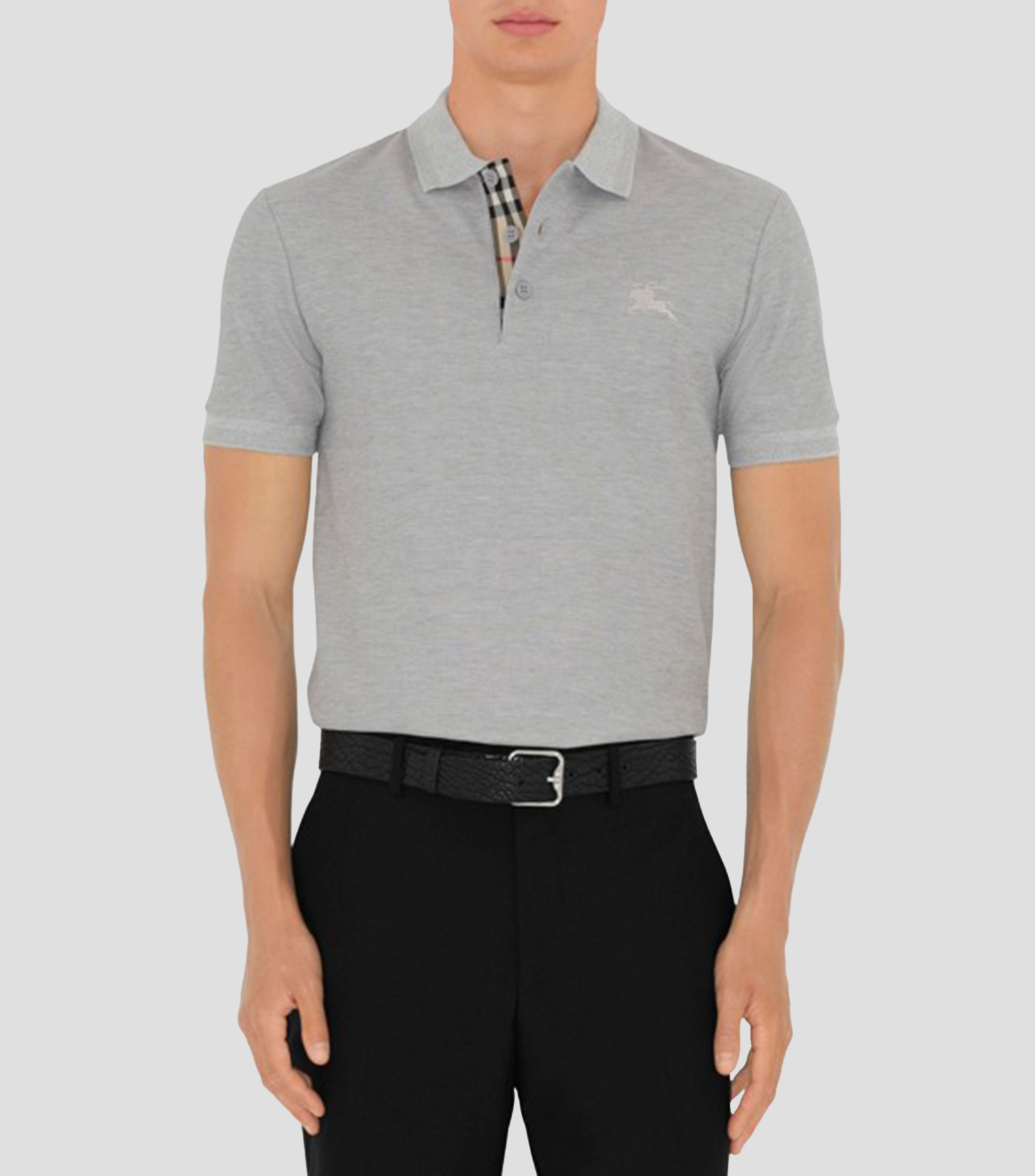 Playera tipo polo de manga corta jaspeada Hombre