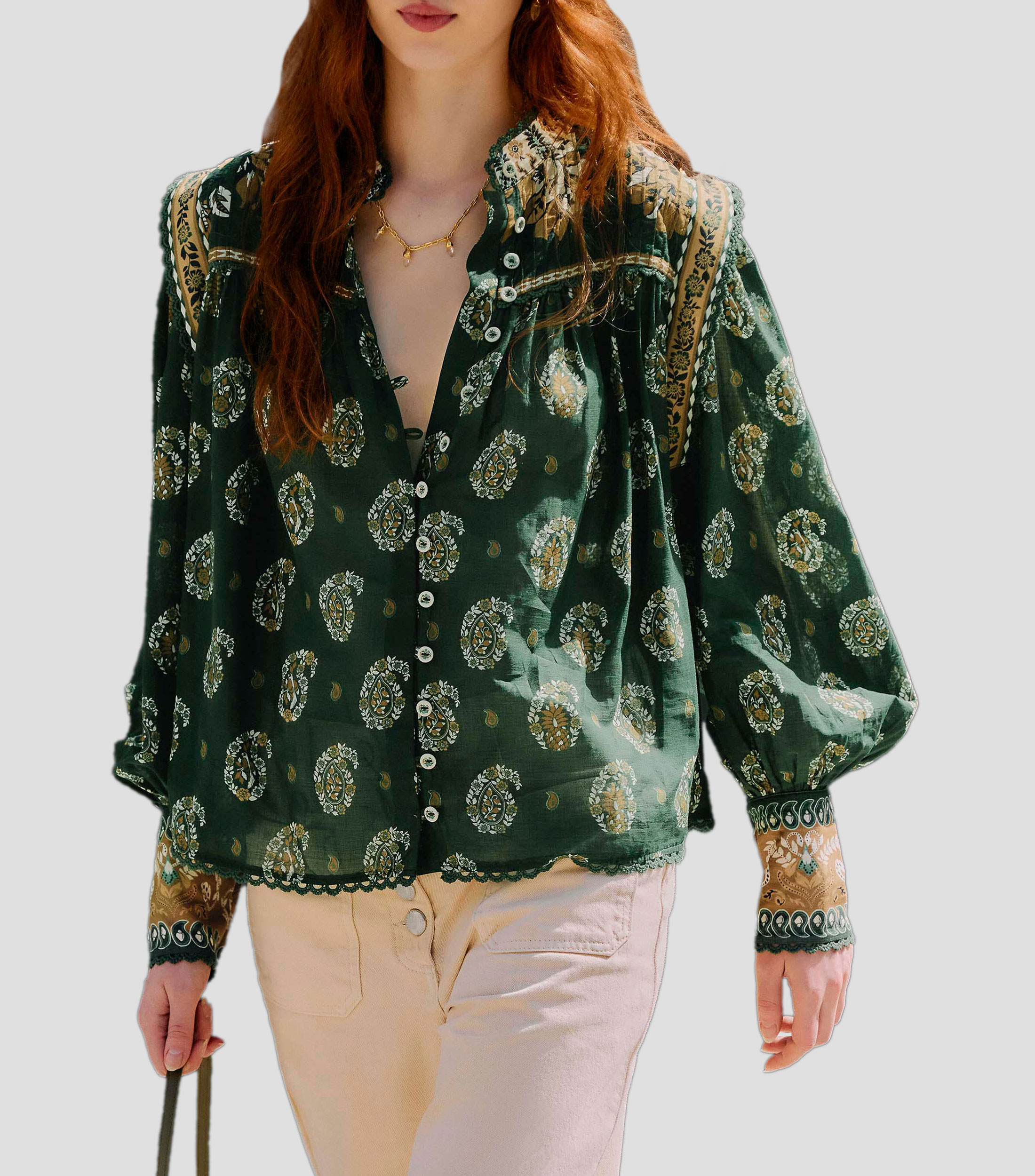 Blusa estampada con manga larga Mujer