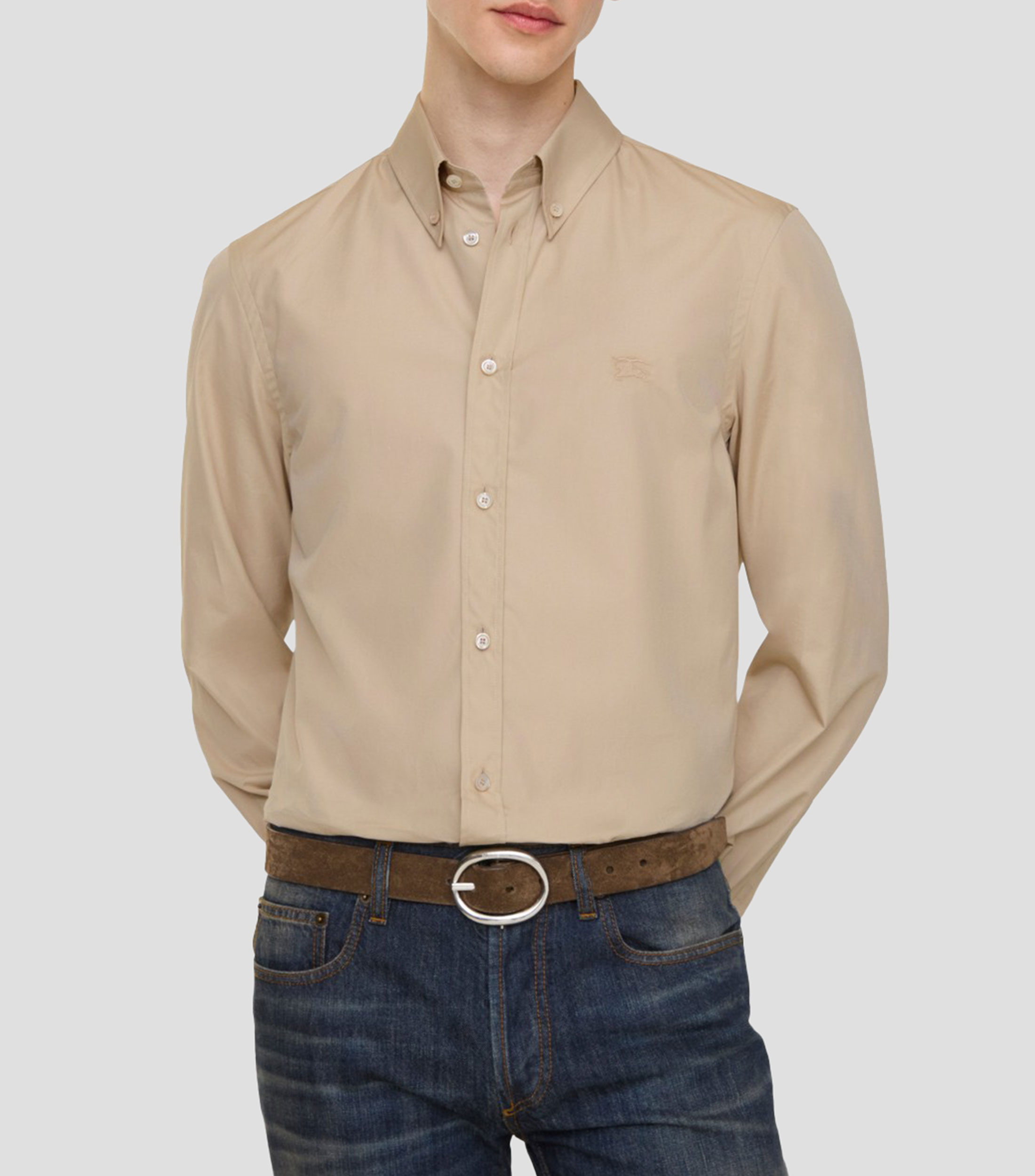 Camisa lisa manga larga Hombre