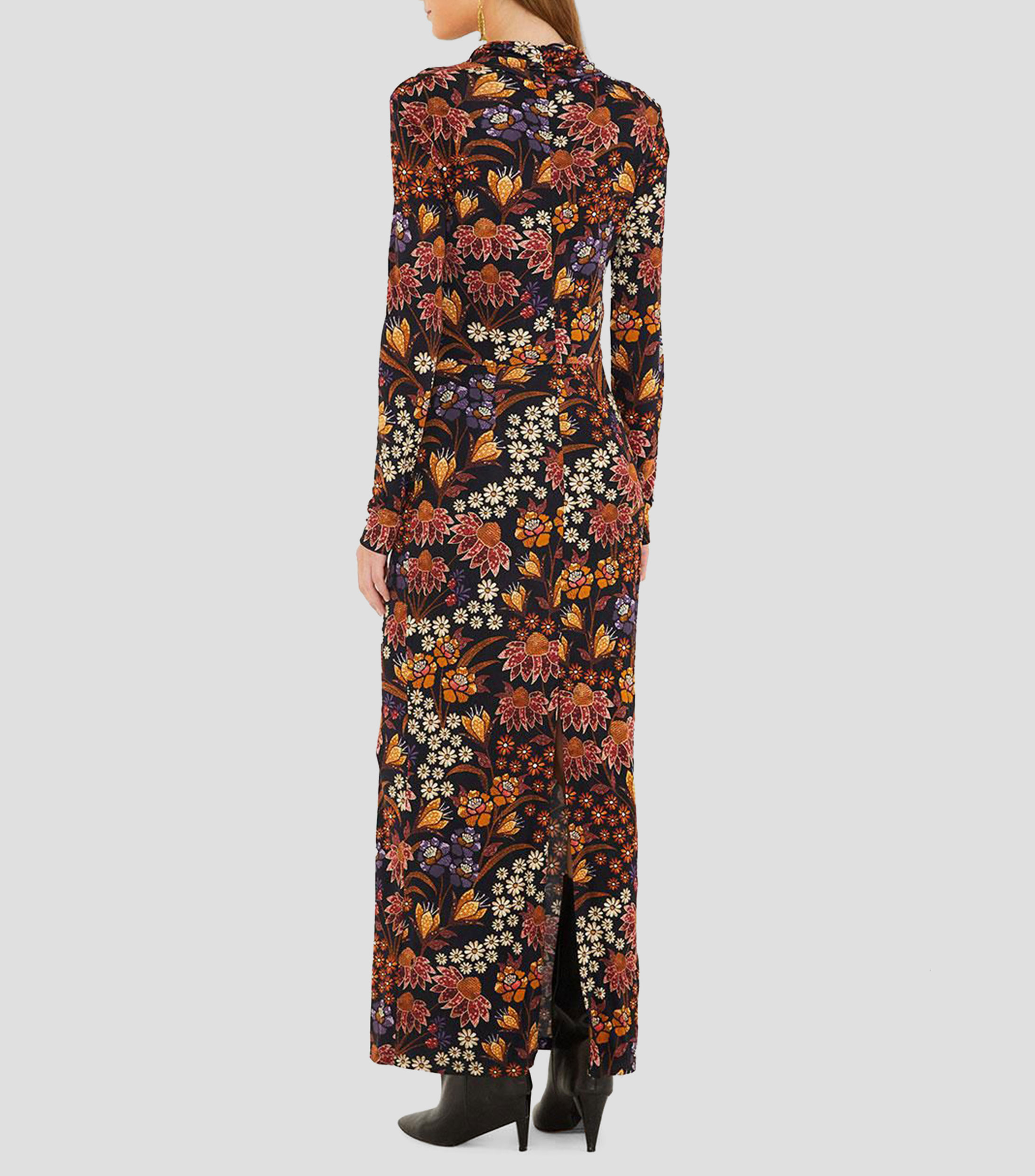 Vestido largo de manga larga estampado Mujer