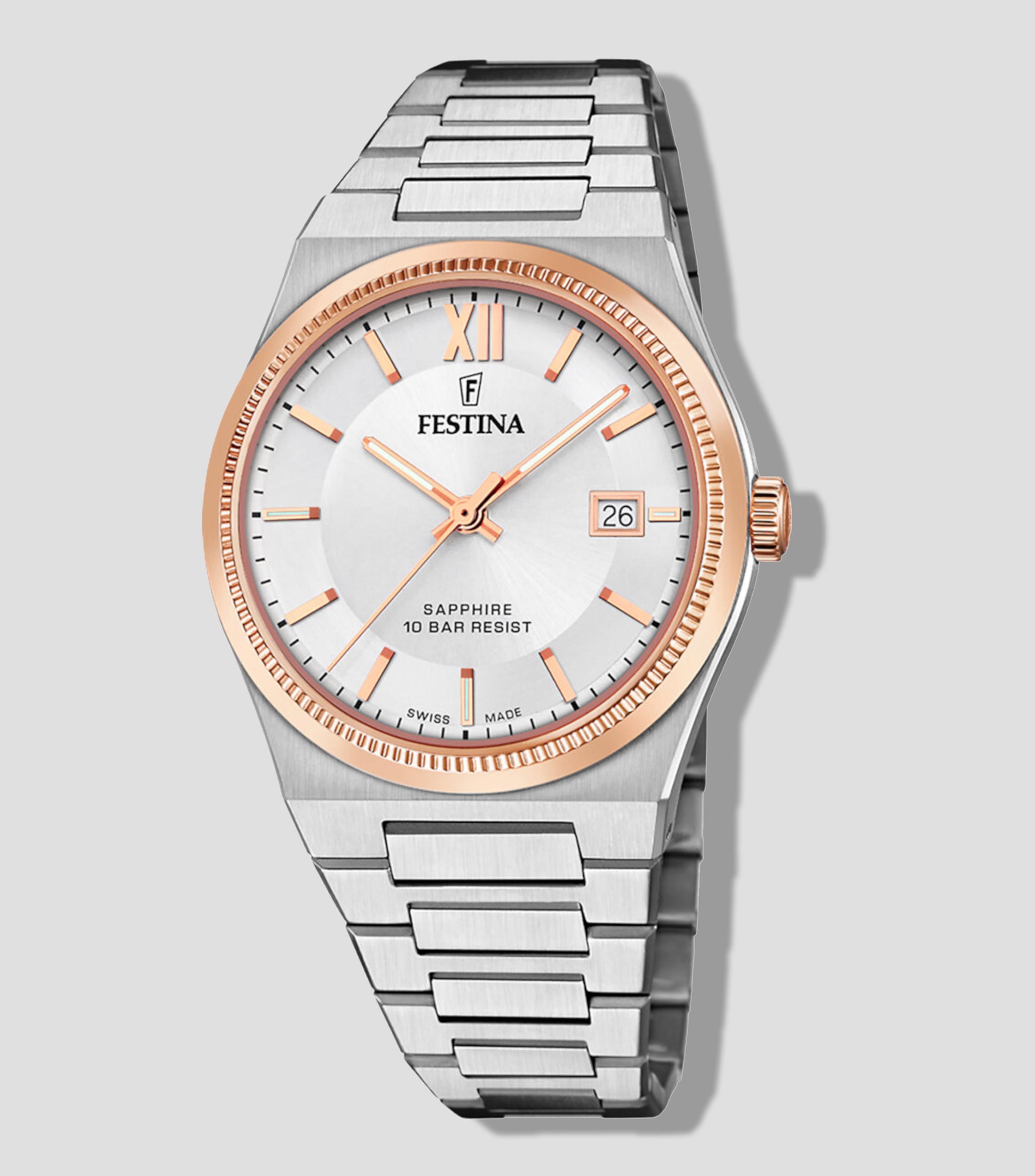 Reloj para Hombre My Swiss Time De Vestir Plateado, Oro Rosa
