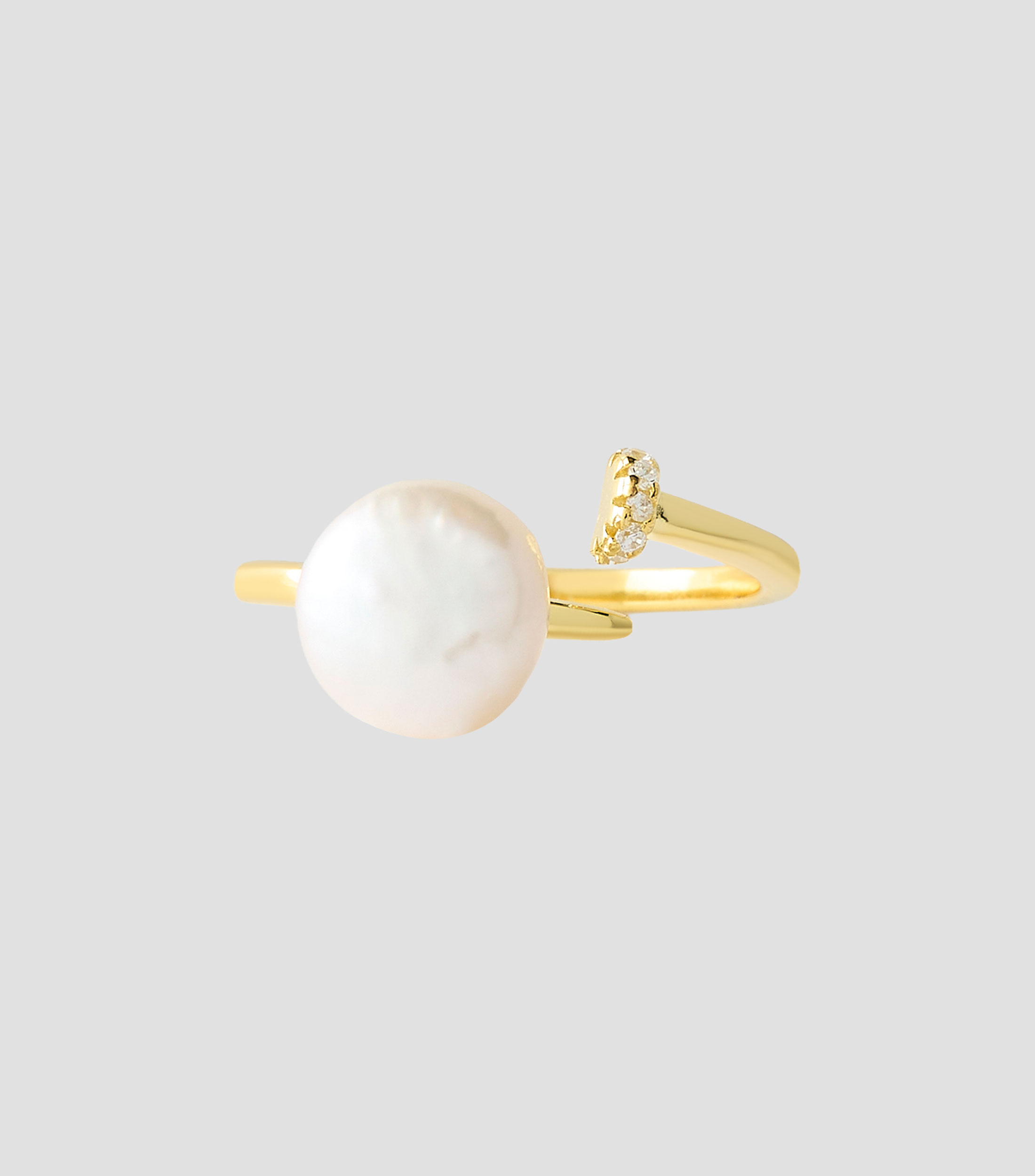 Anillo abierto con perla Mujer