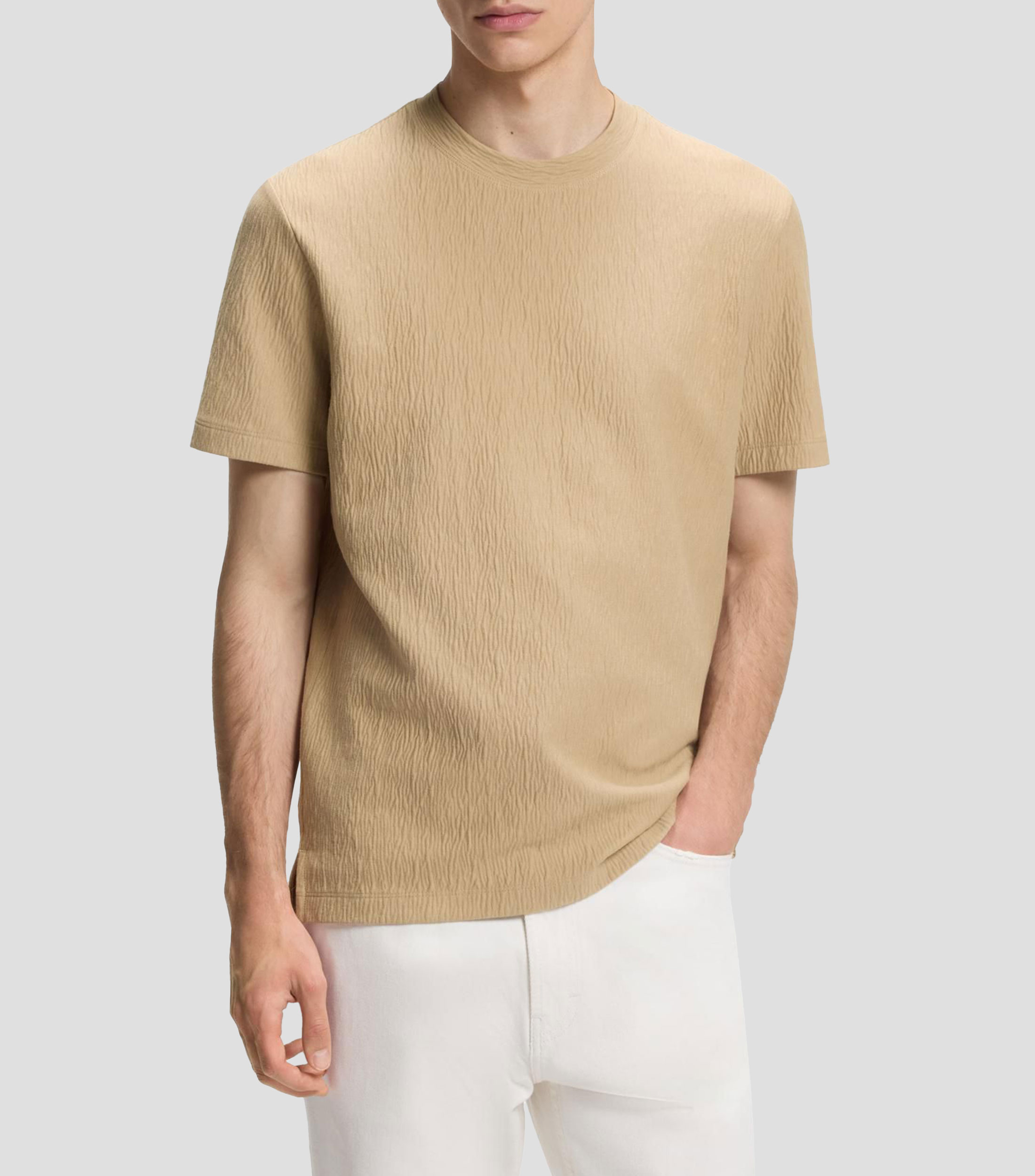 Playera de algodón con efecto arrugado Hombre