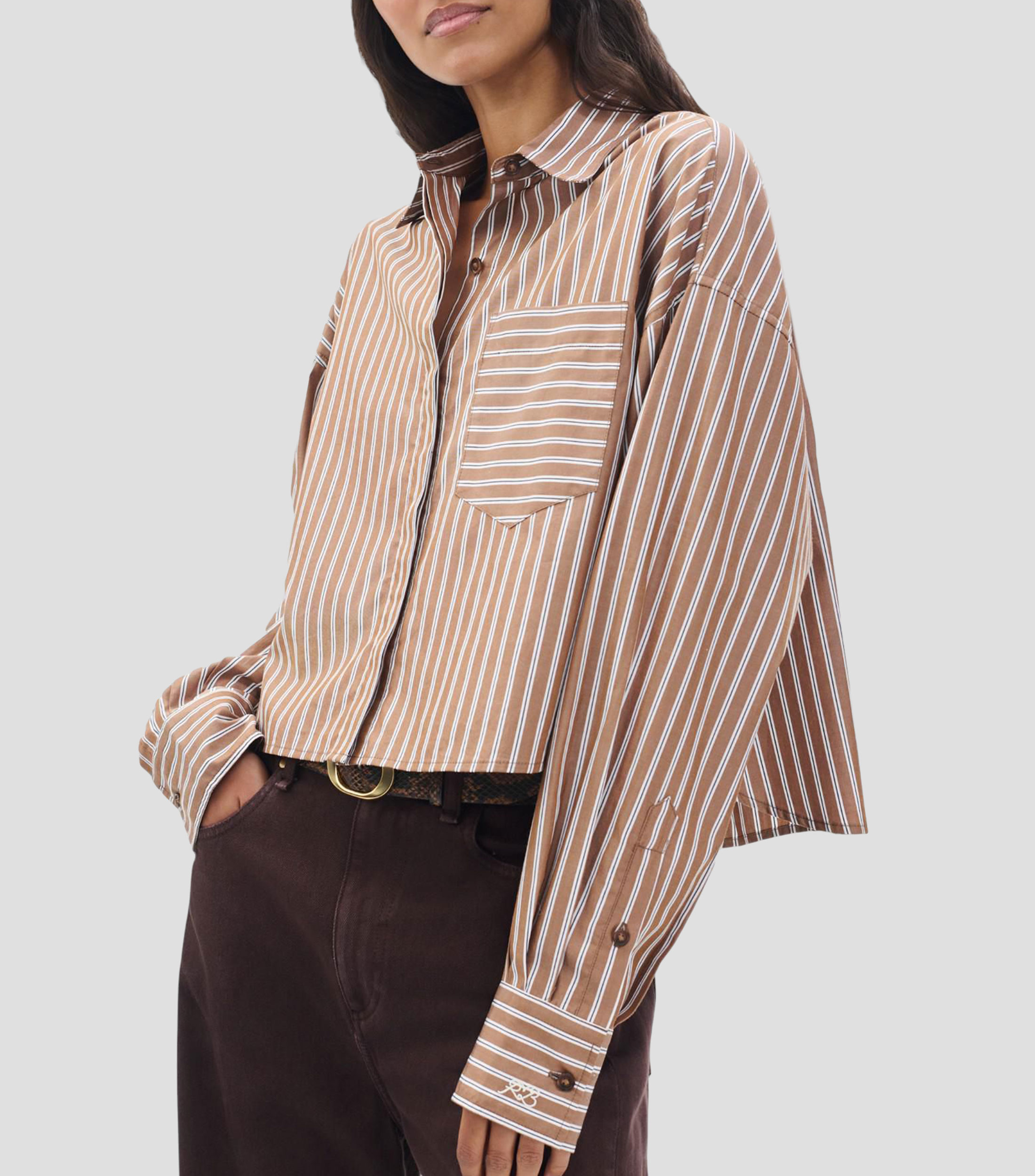 Camisa de rayas con manga larga Mujer