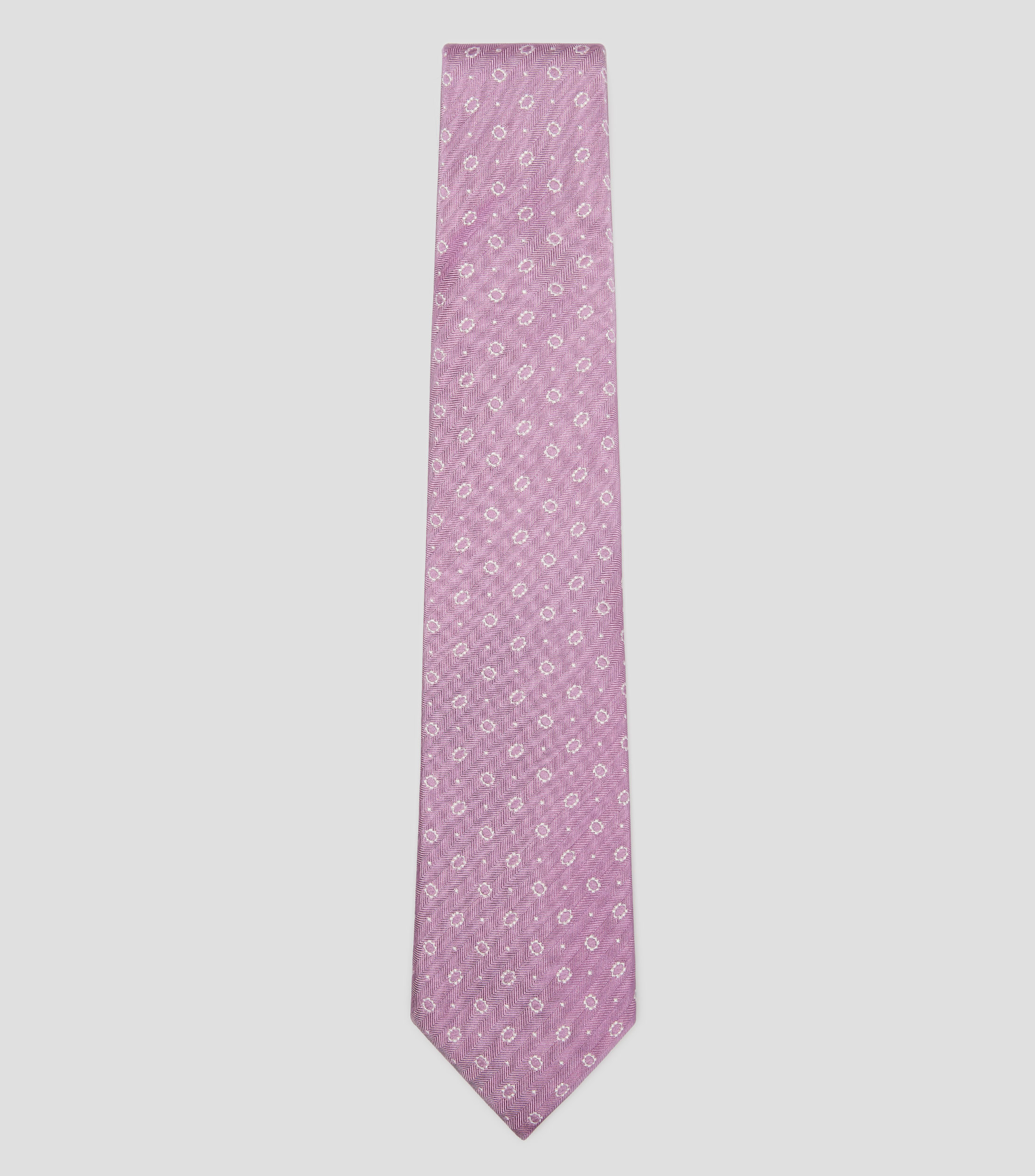 Corbata ancha en seda lila estampada Brera