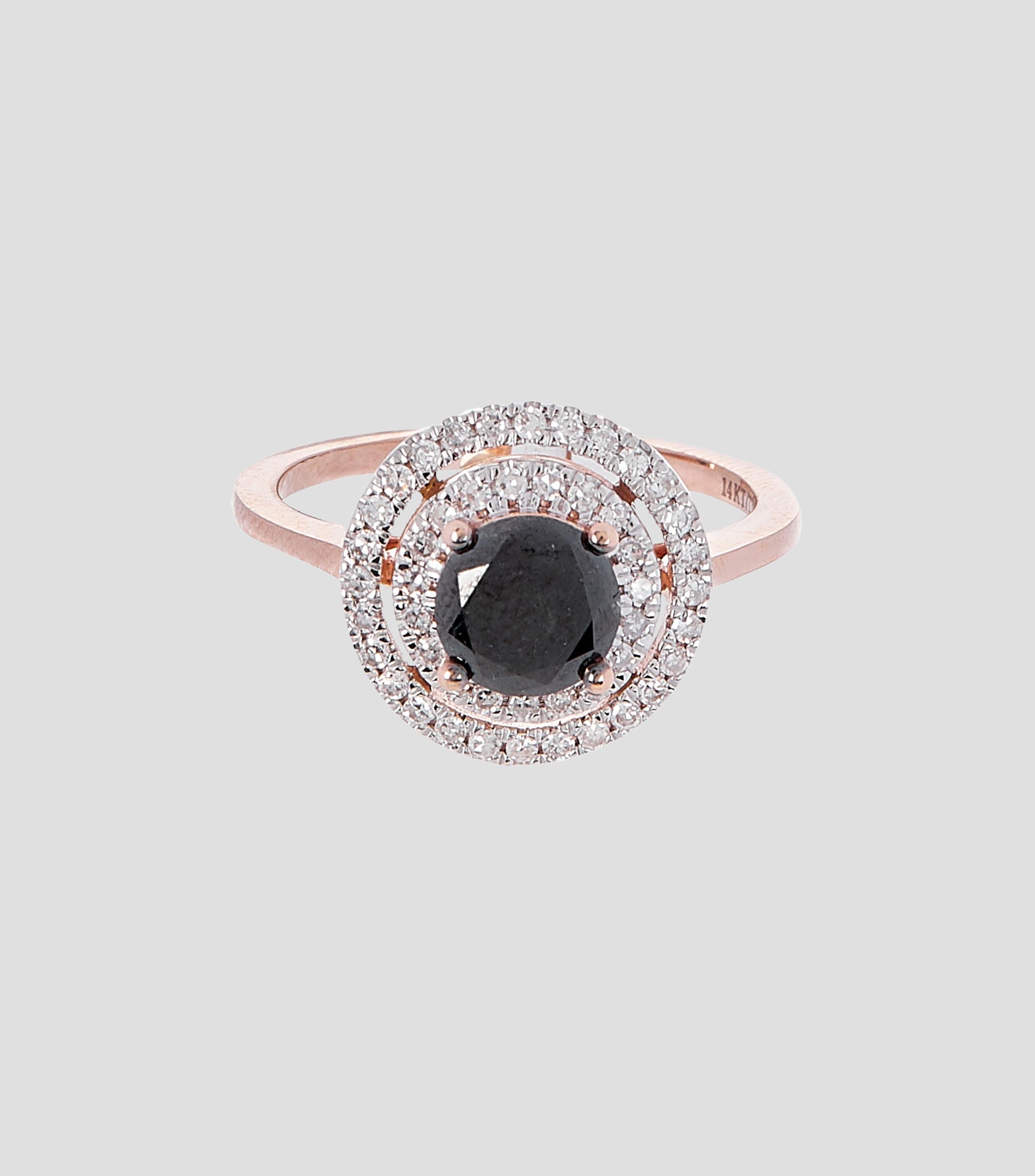 Anillo en oro de 14 kilates con diamante negro Mujer