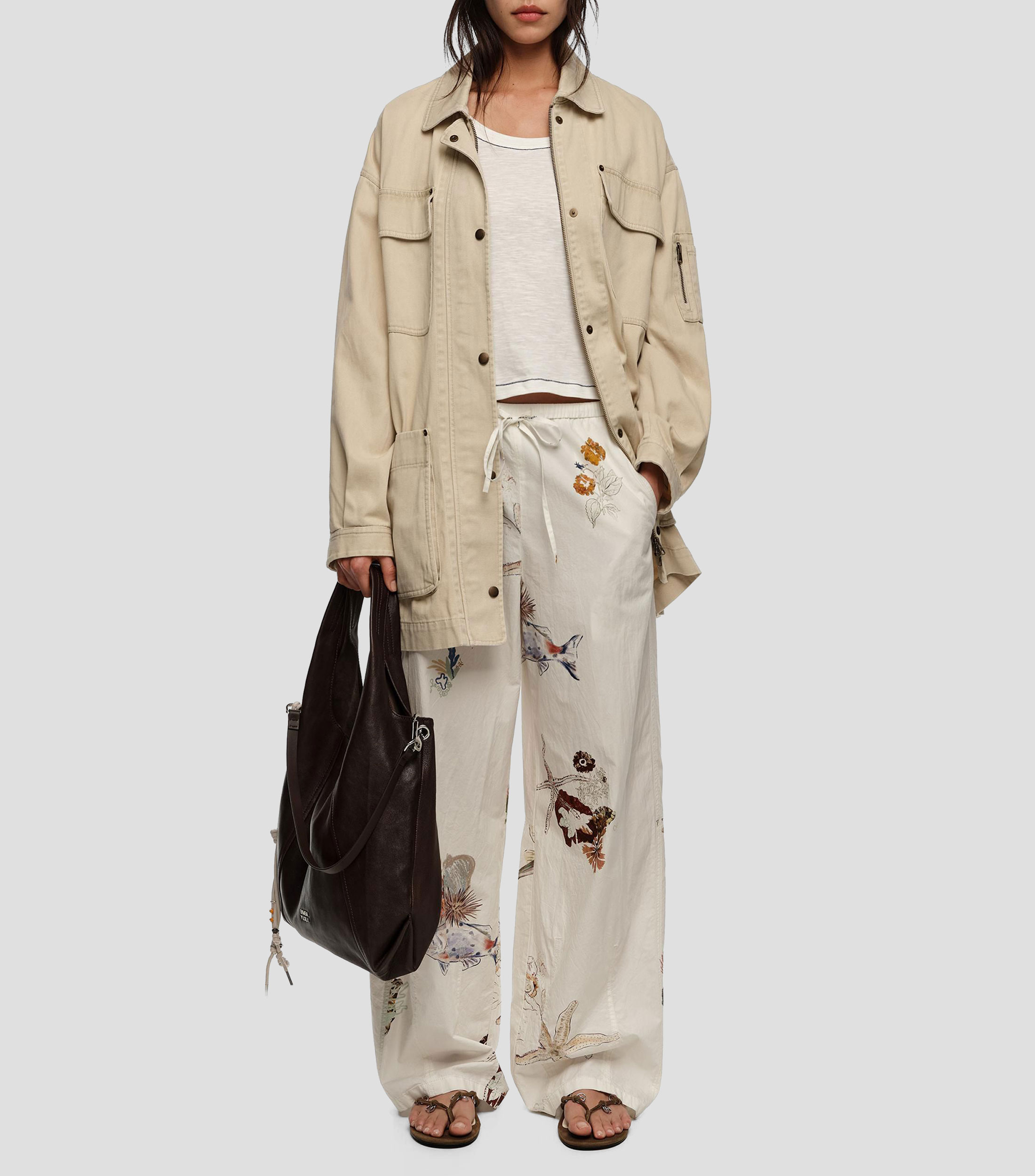 Pantalón jogger algodón Seabed blanco roto Mujer