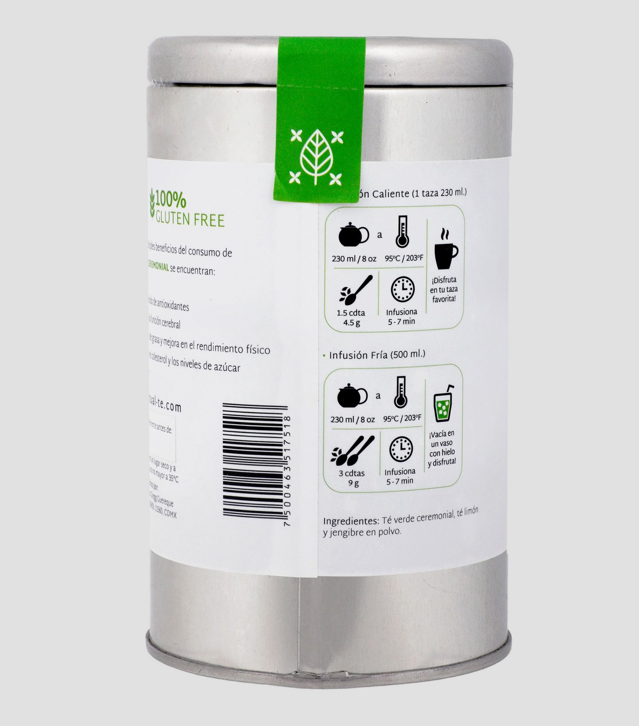 Te verde ceremonial con jengibre y te limon, 150 g