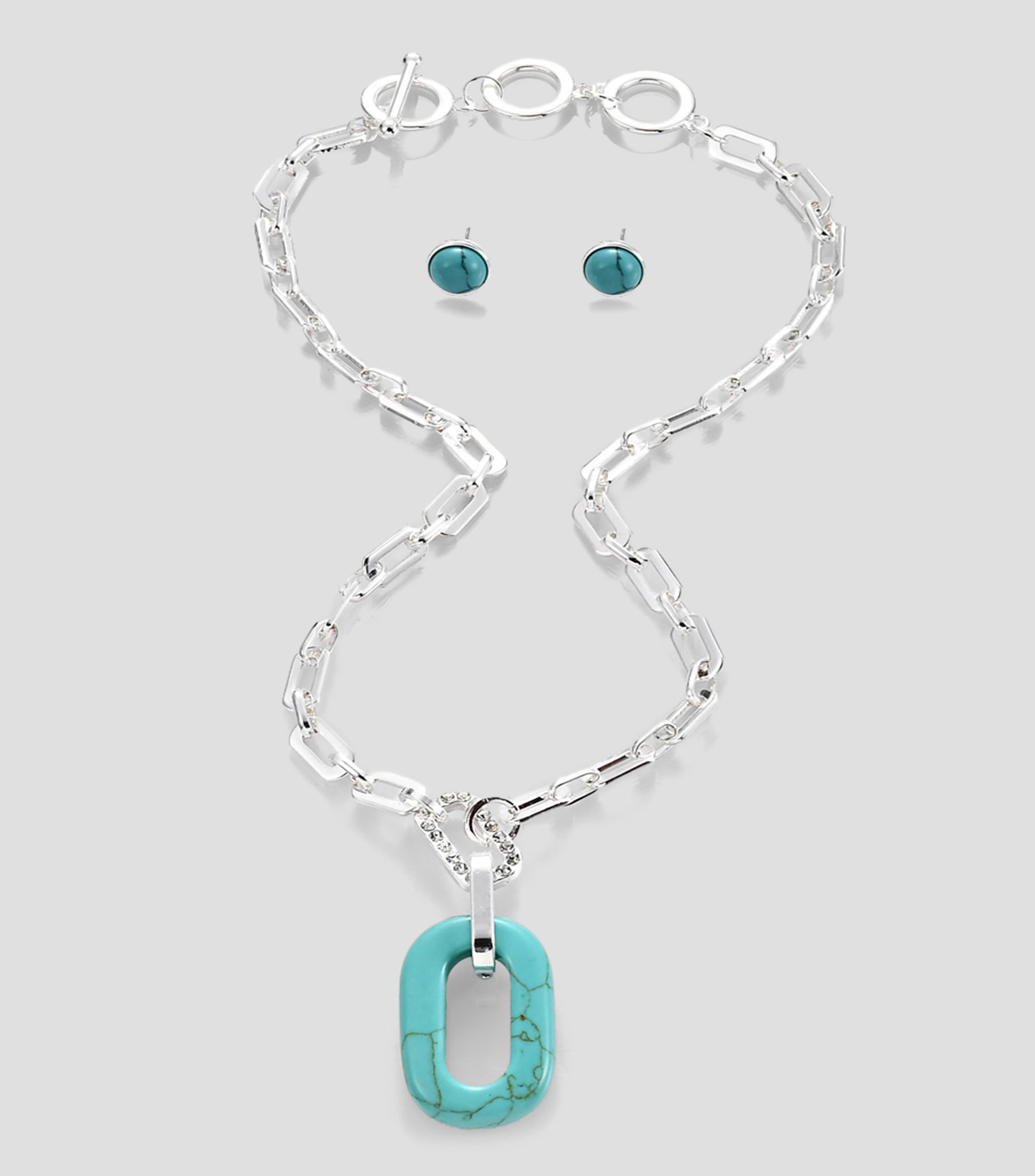 Set de collar y aretes con turquesa Mujer