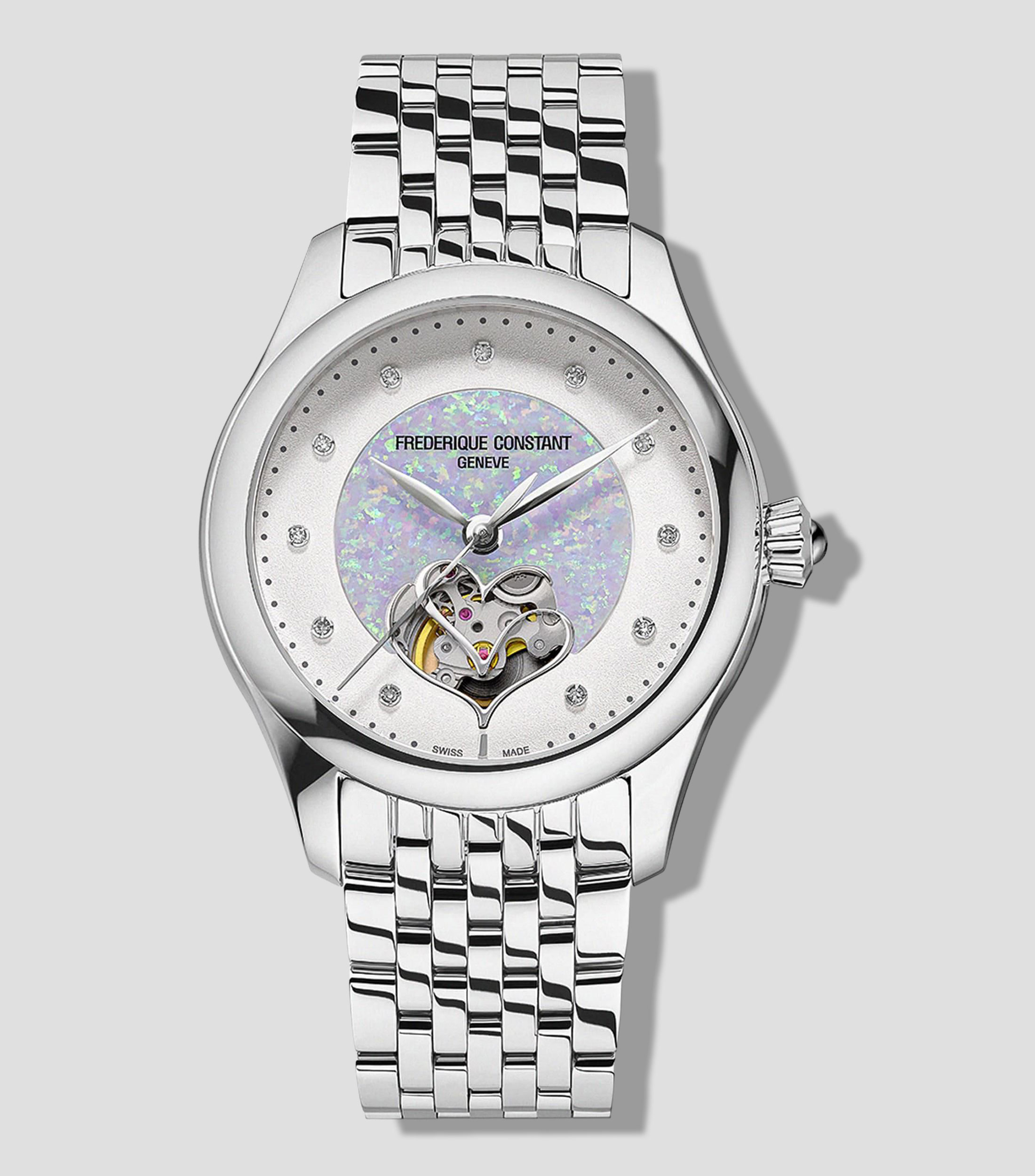 Reloj para Mujer Double heart Casual Plateado