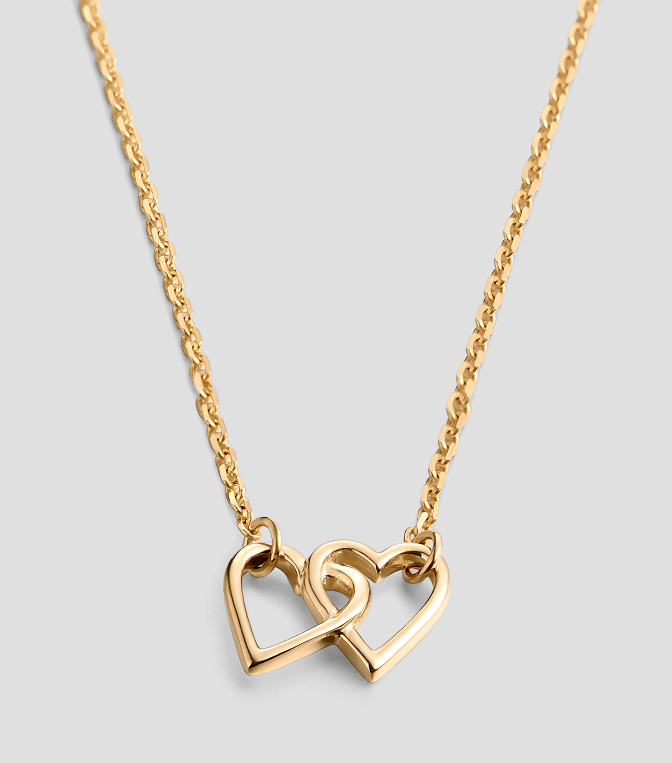 Collar en oro amarillo de 9 kilates con corazones entrelazados Goldie Mujer