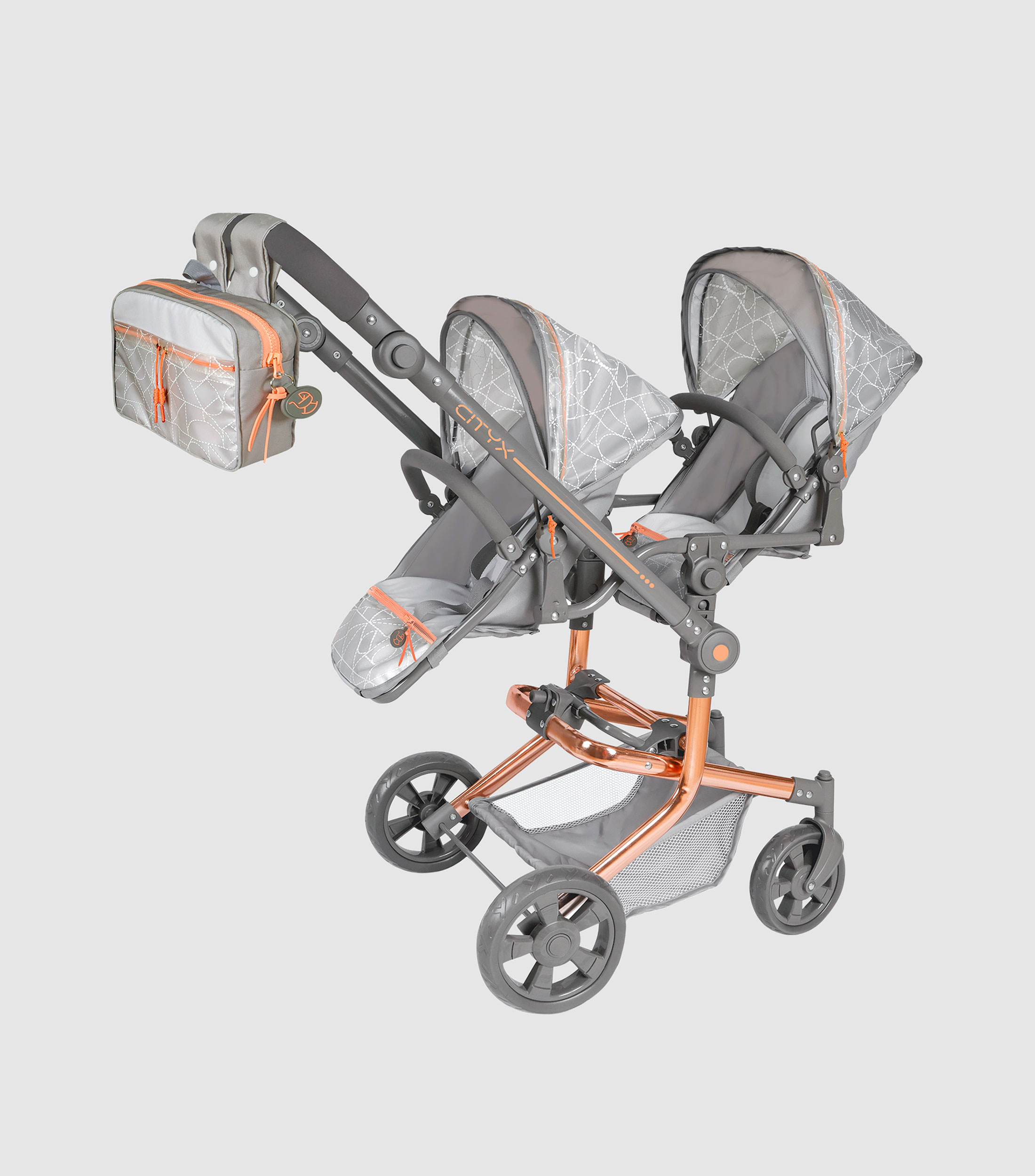 Cochecito de muñecas plegable CITYX para gemelos
