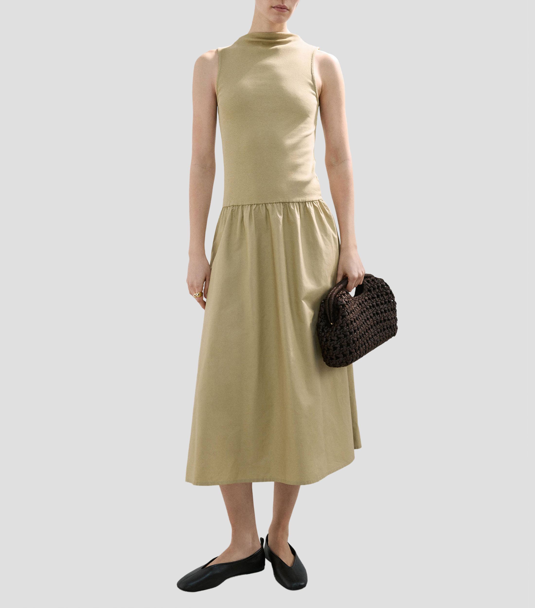 Vestido largo liso Mujer