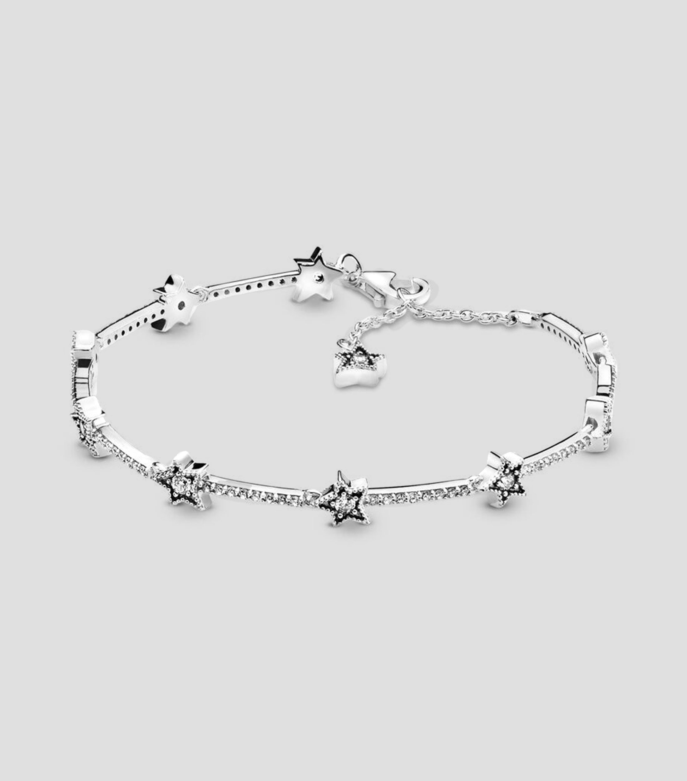Brazalete en plata con estrellas Mujer Talla 16 cm