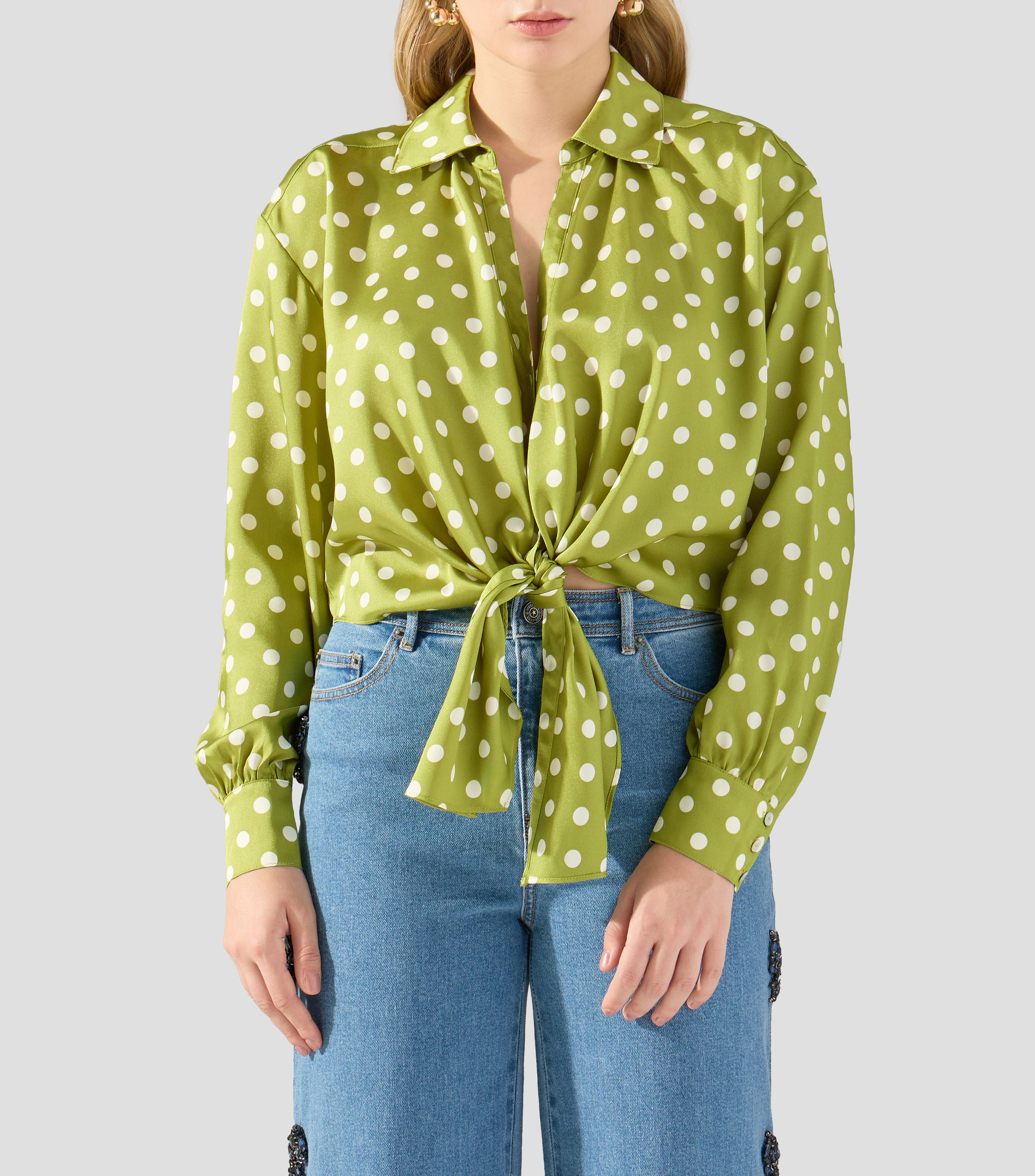 Blusa estampada manga larga Mujer