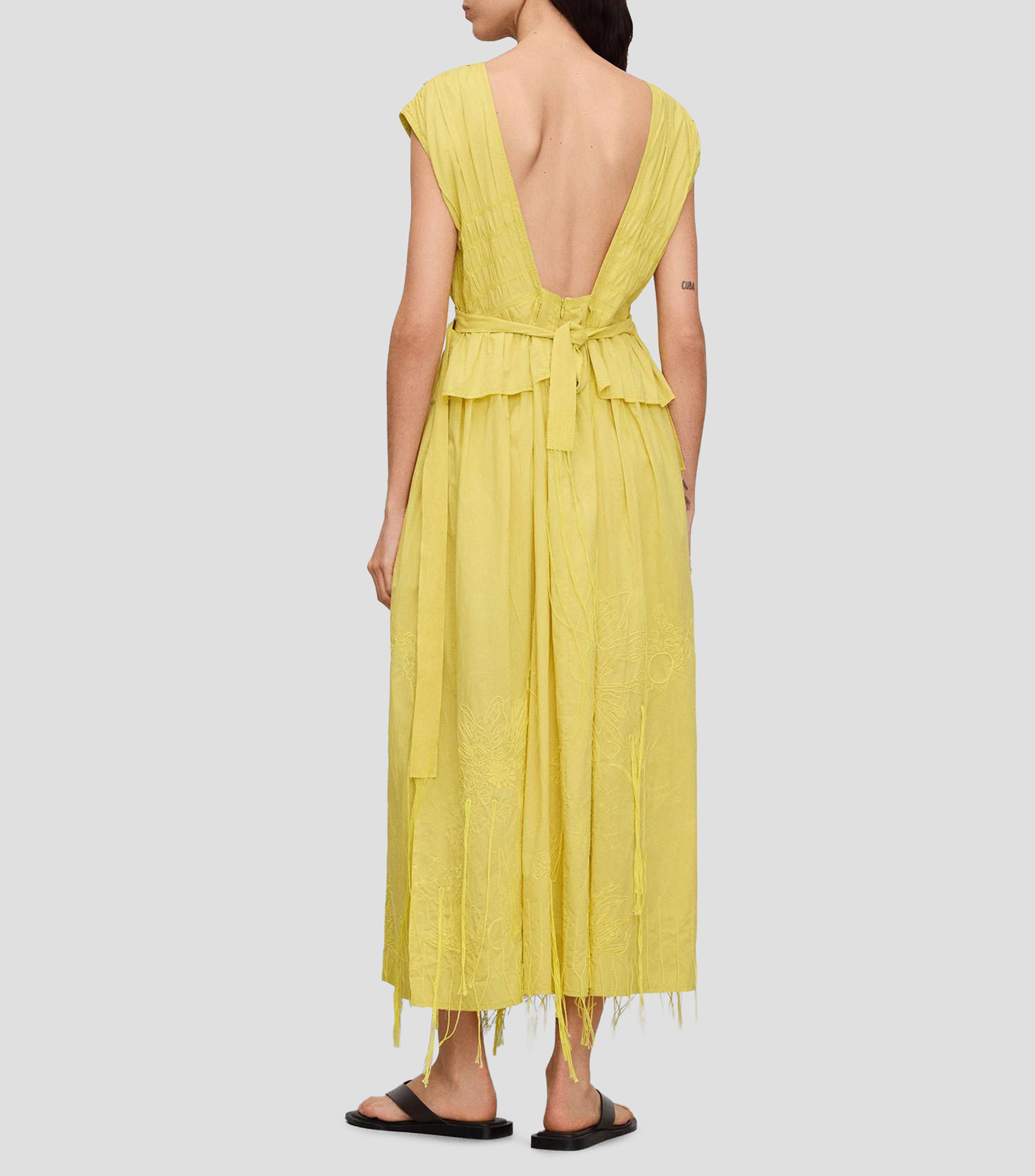 Vestido largo liso Mujer