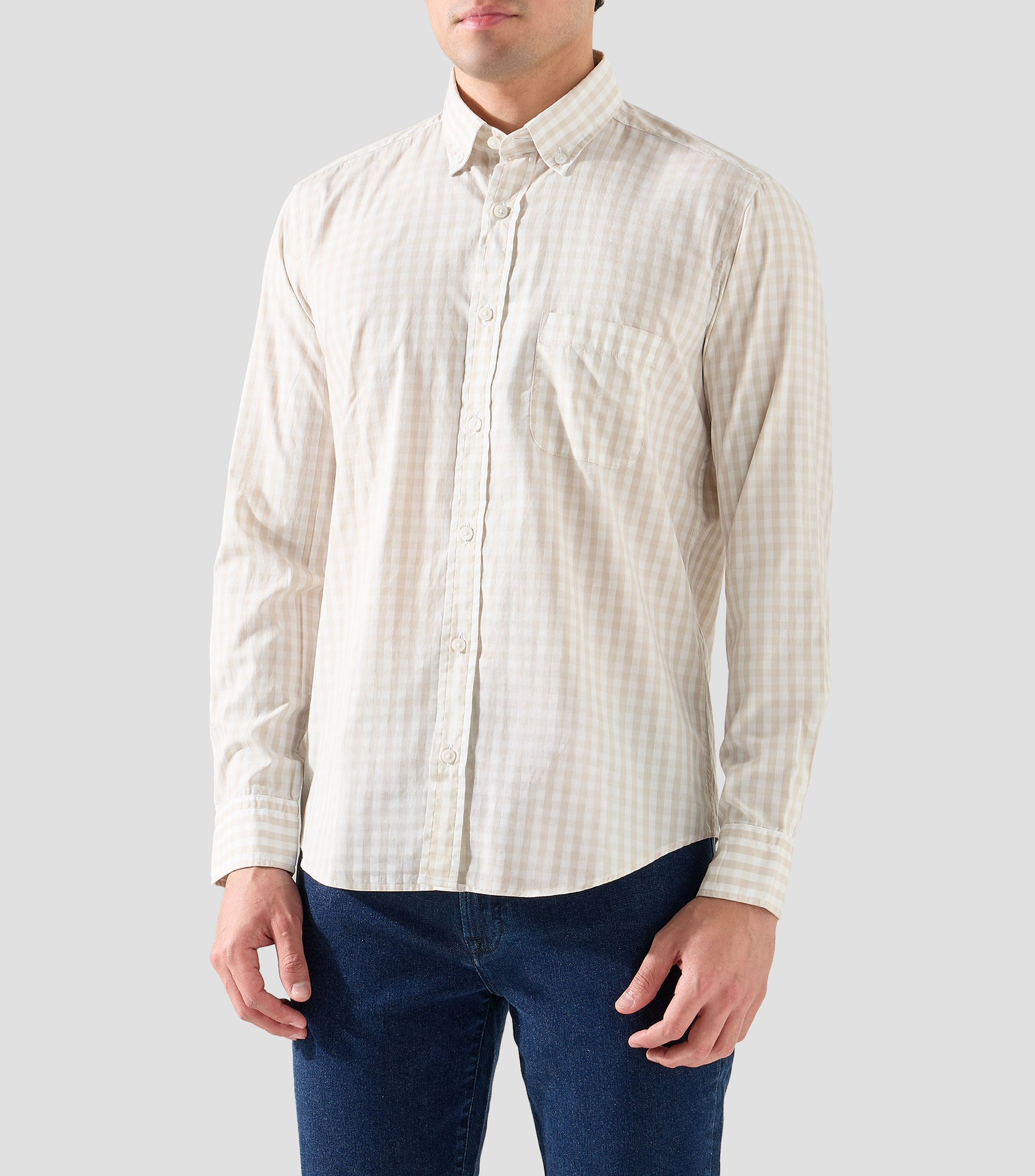 Camisa de cuadros con manga larga Hombre