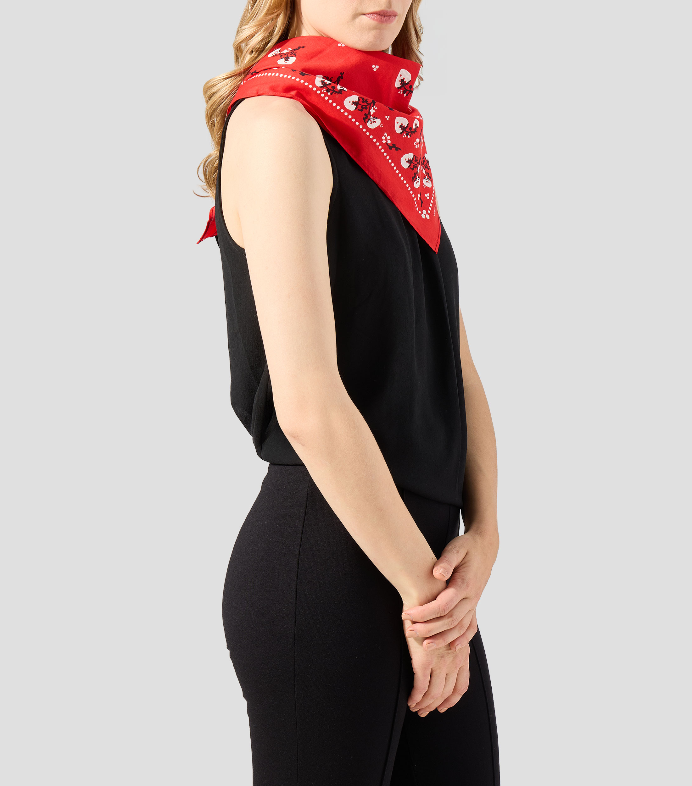 Mascada roja estampada Mujer