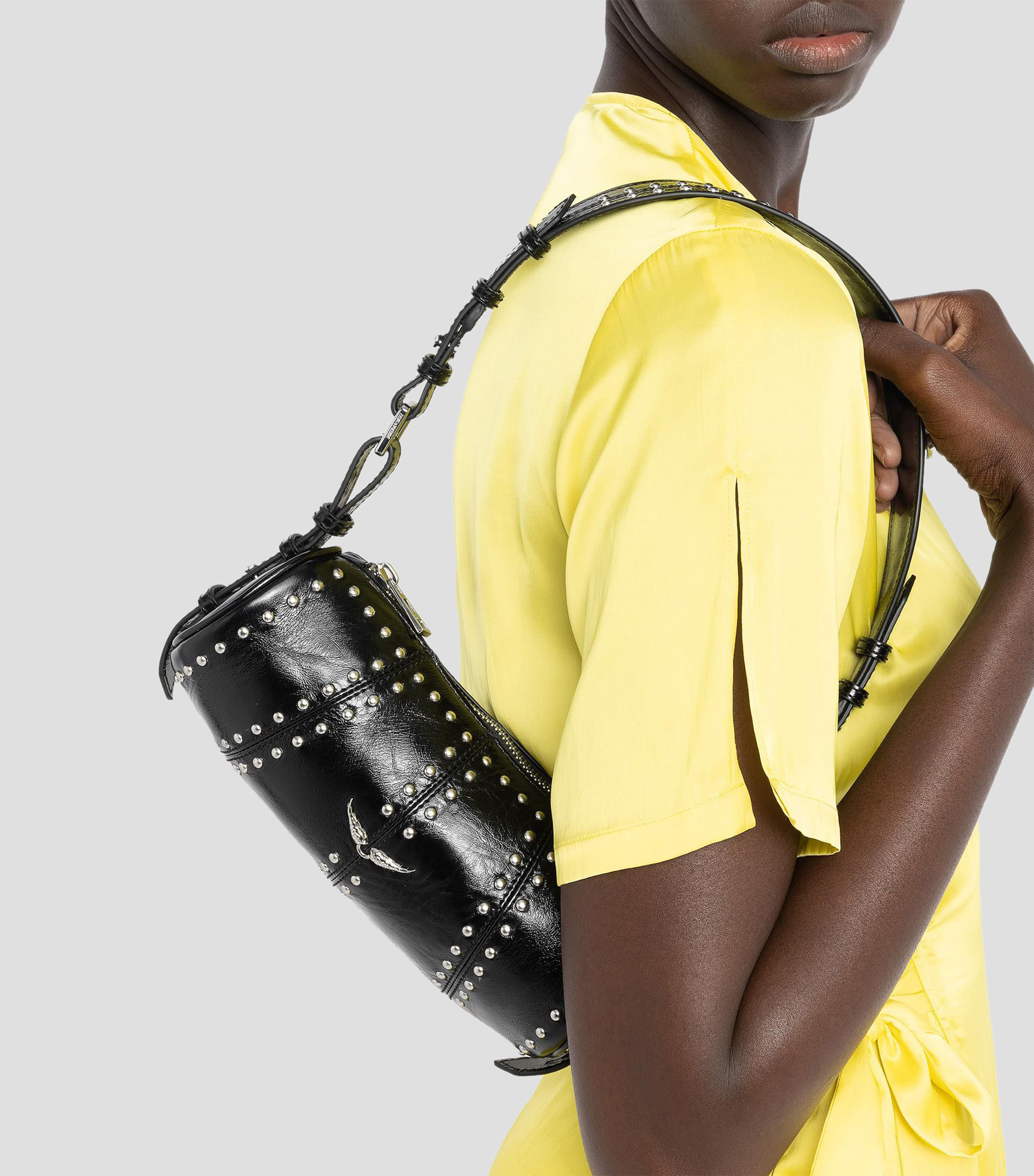 Bolsa bowler en piel Le Roudoudou con estoperoles Mujer