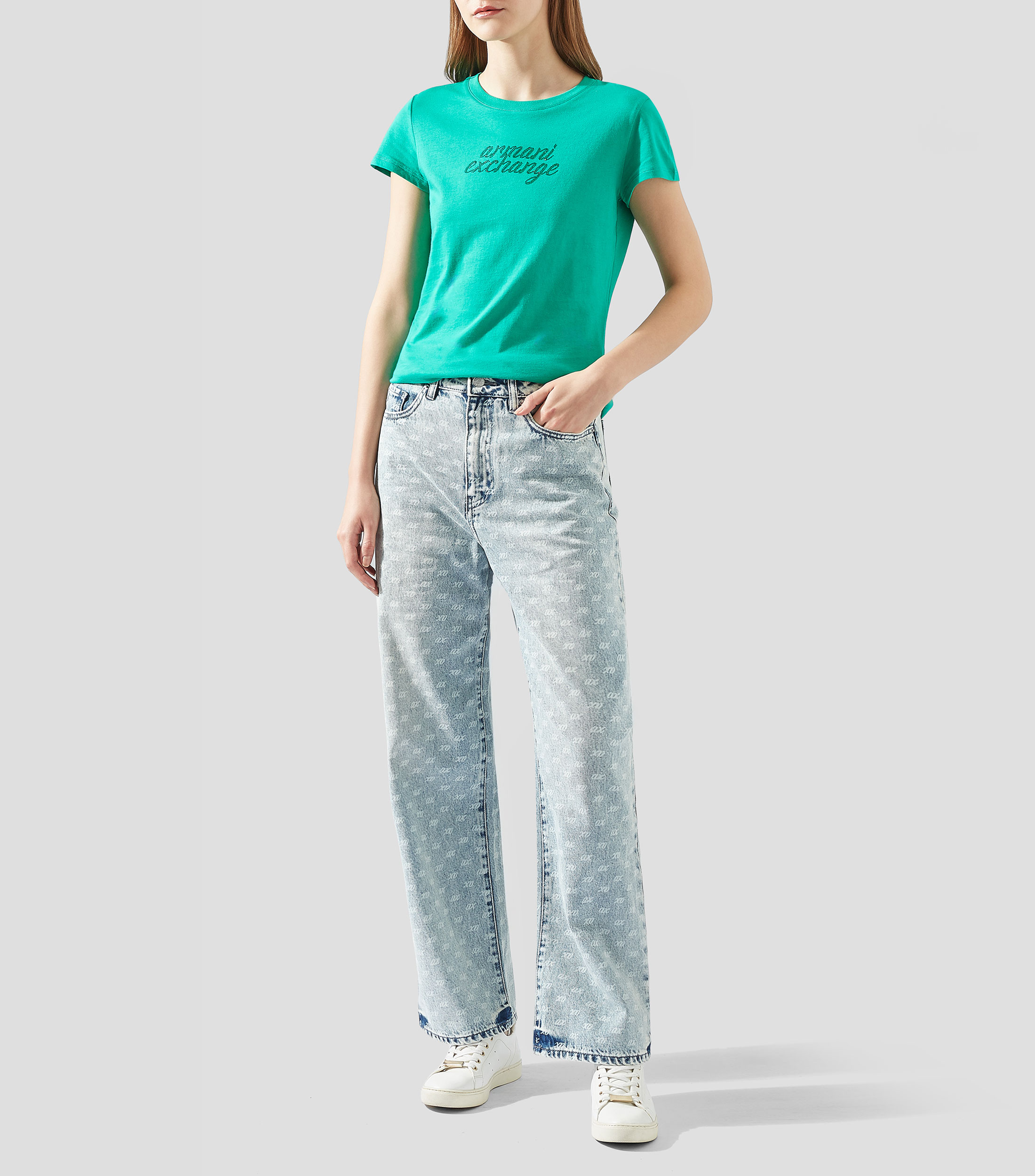 Playera cuello redondo manga corta sólida Mujer