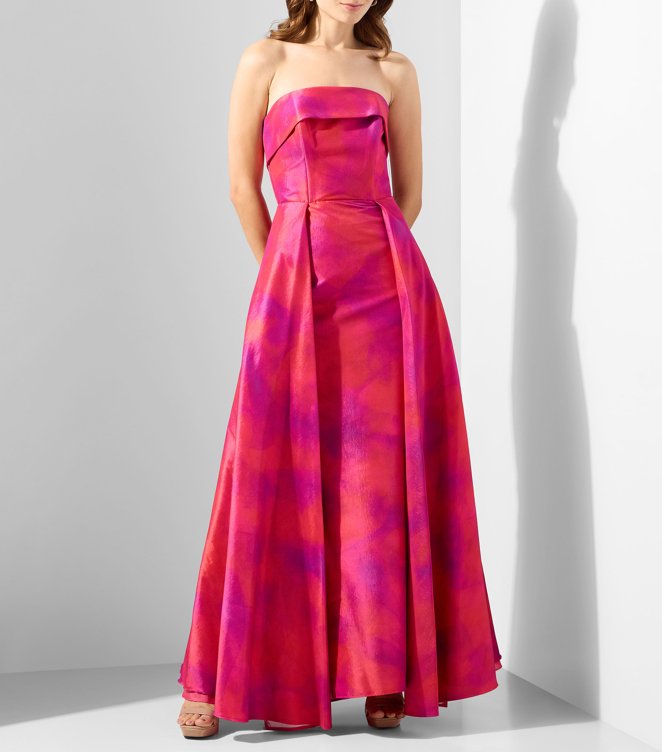 Vestido de fiesta largo estampado Mujer