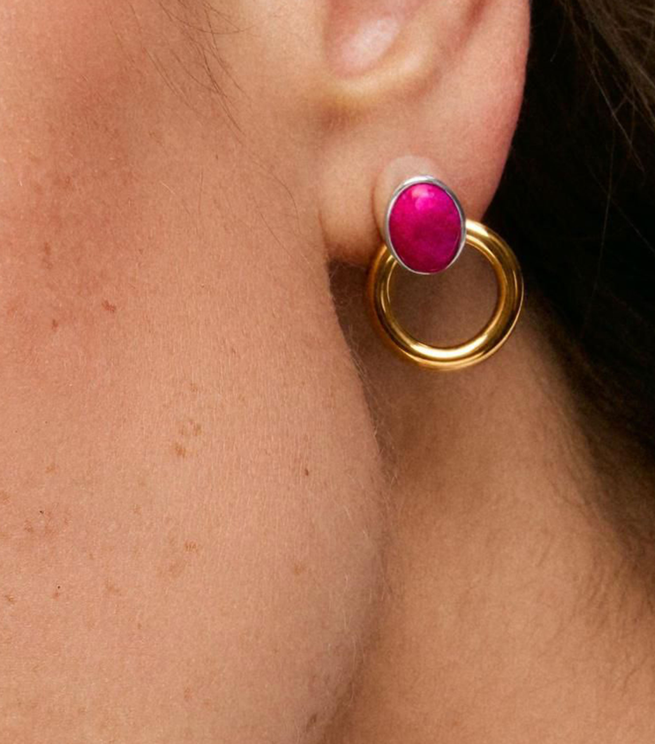 Aretes de aro bicolor con calcita Tous Gem Power Mujer