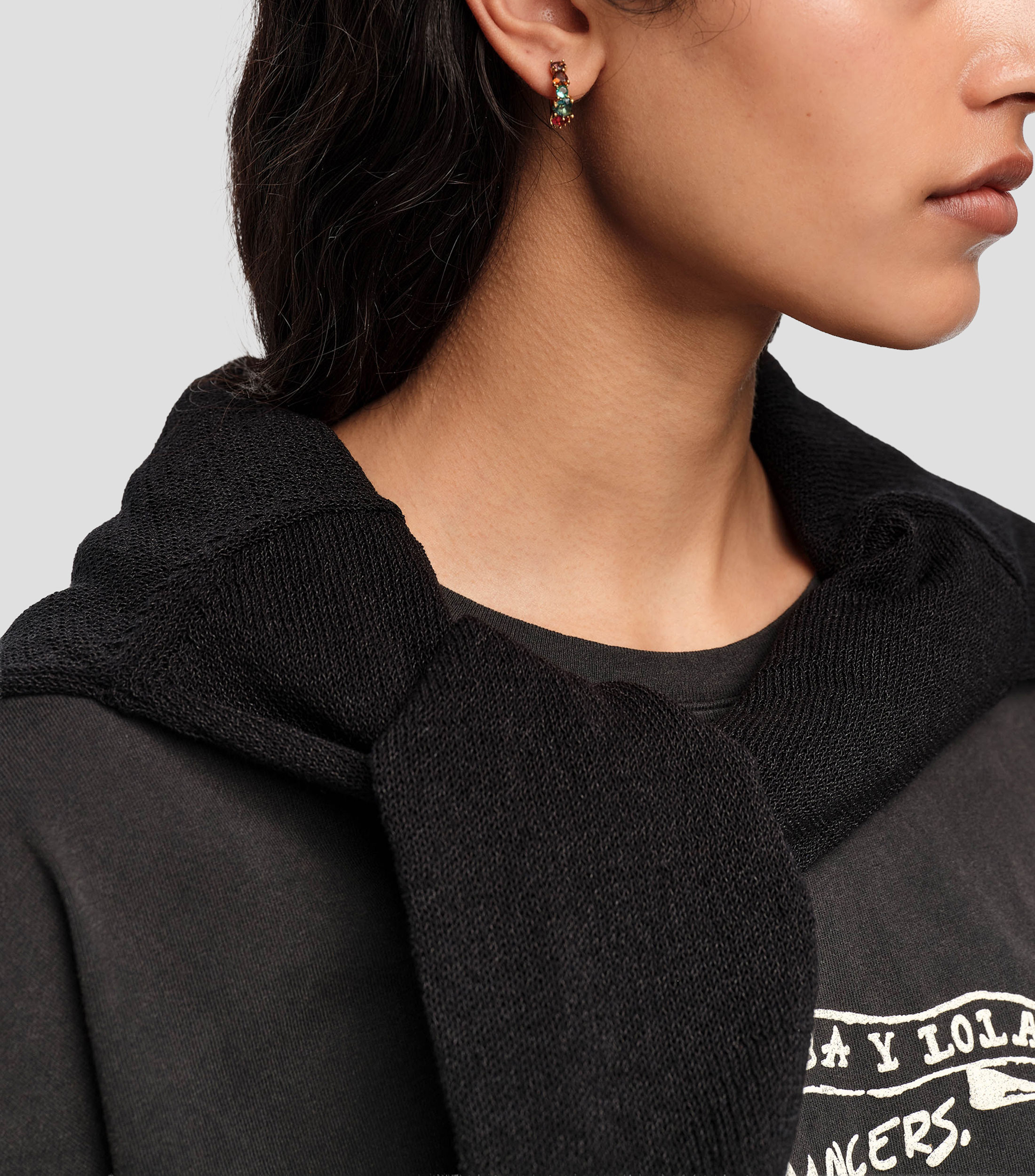Aretes aro pequeño cristales corazón dorado Mujer
