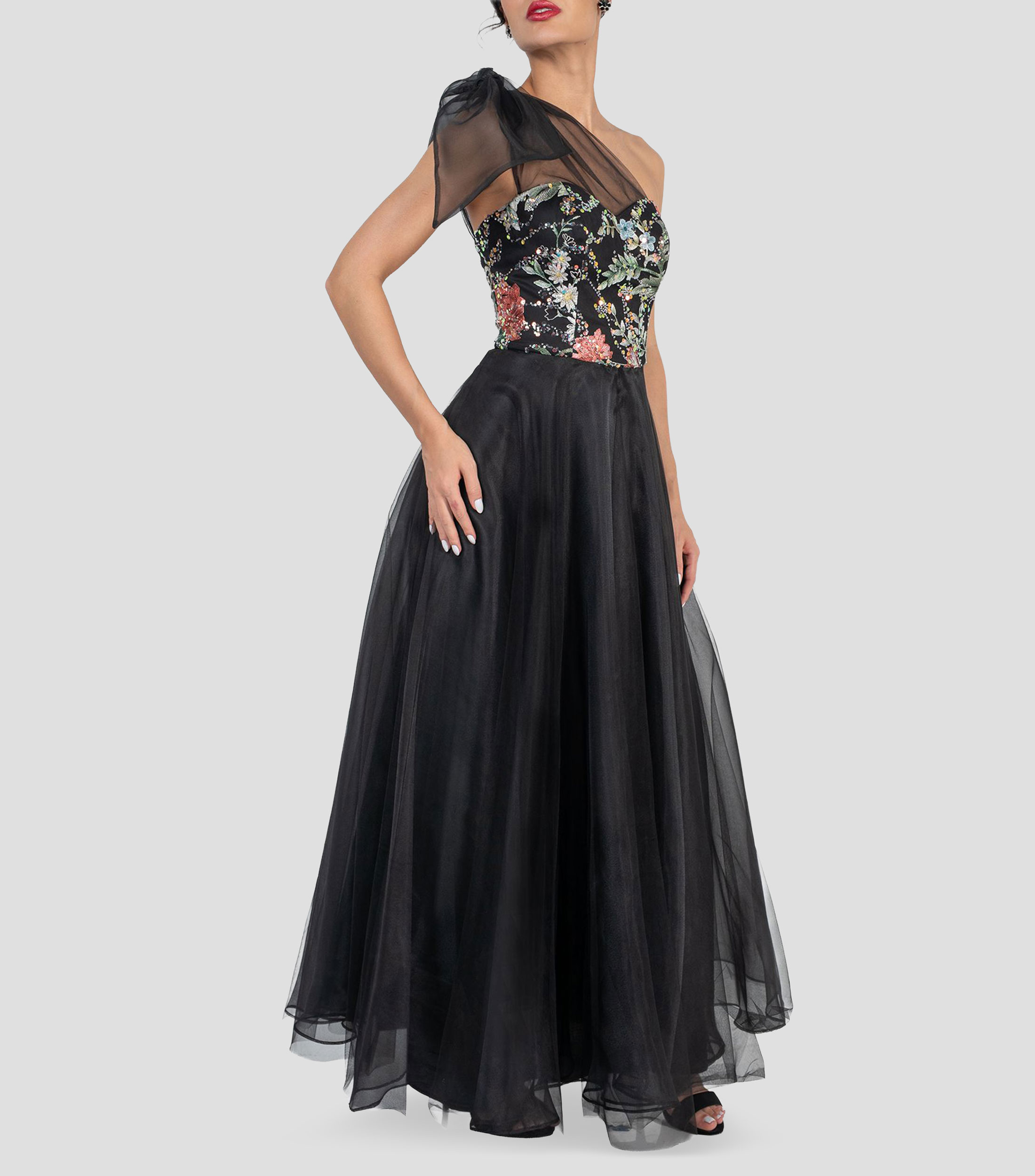 Vestido de fiesta largo liso Mujer