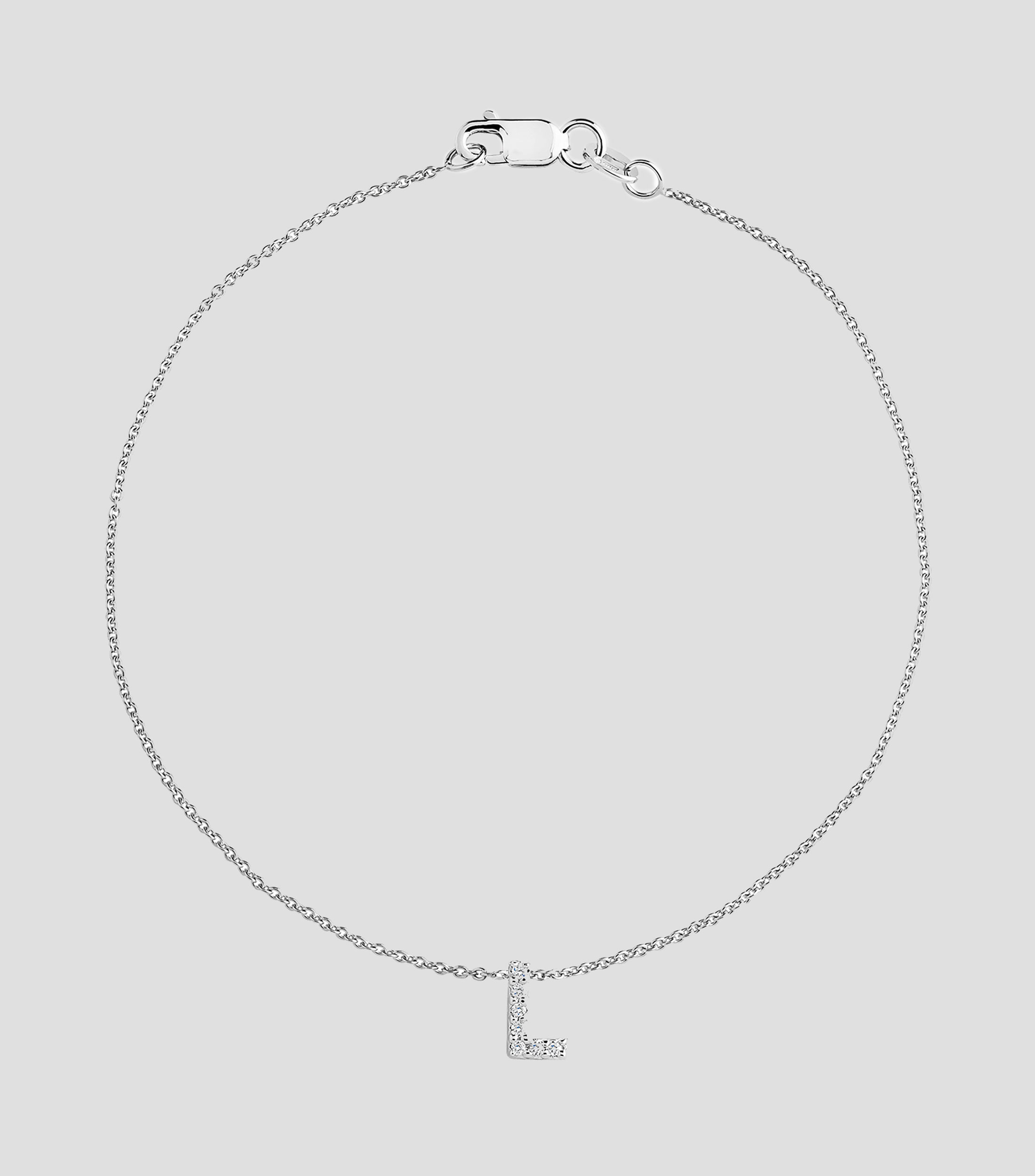 Pulsera en Oro 18 Kilates con Letra "L" Diamantes Mujer