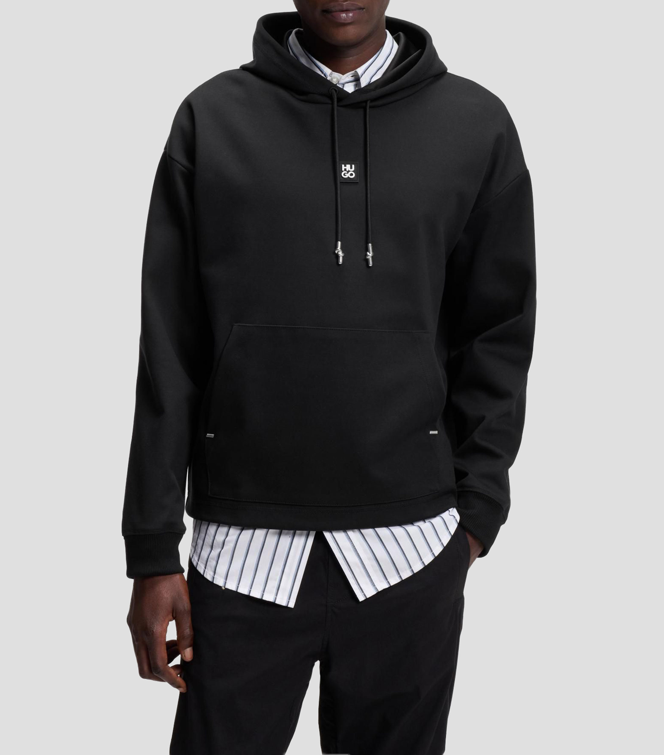 Sudadera con capucha relaxed con logo apilado Hombre