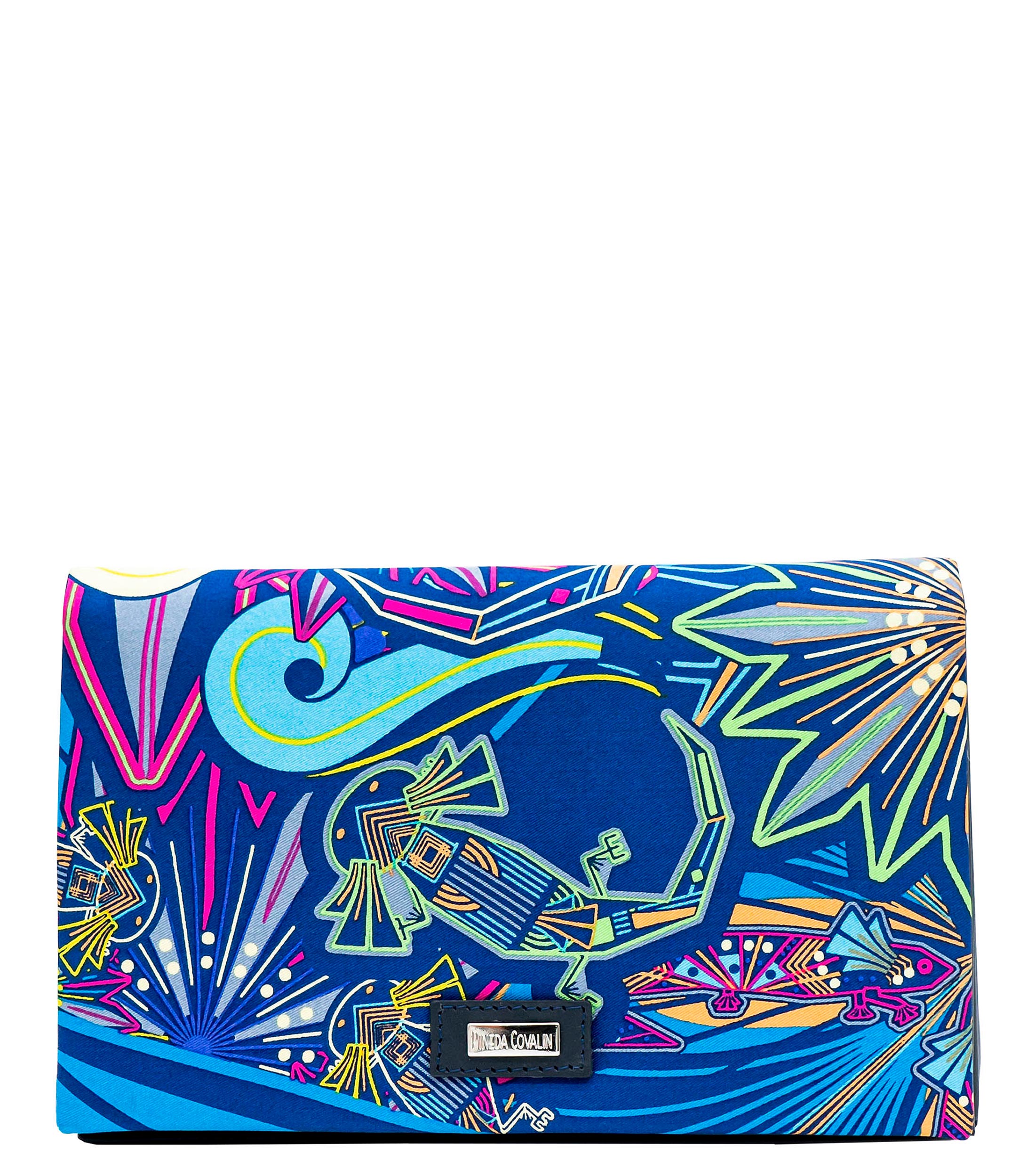 Bolso clutch Azul en piel Hook estampado Mujer