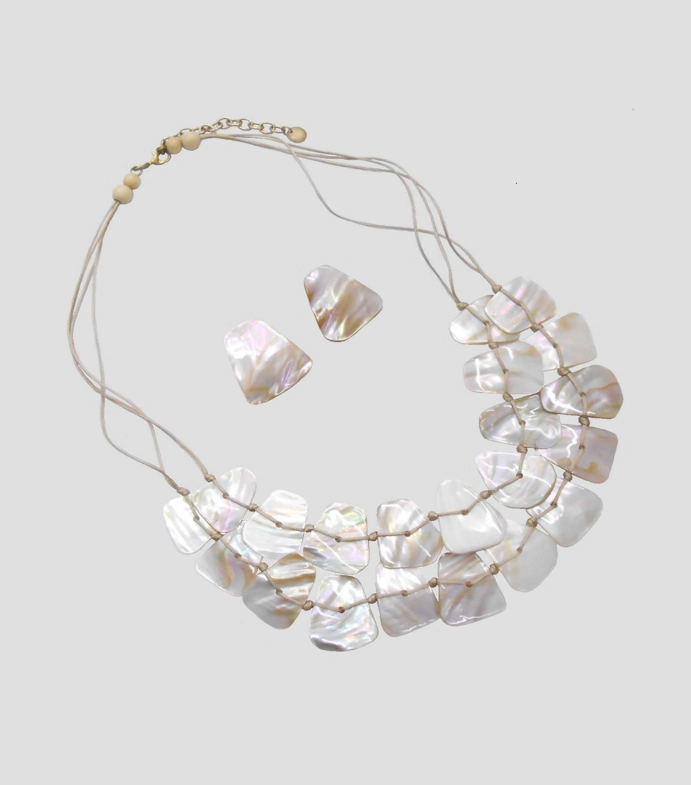Set collar y aretes concha Mujer