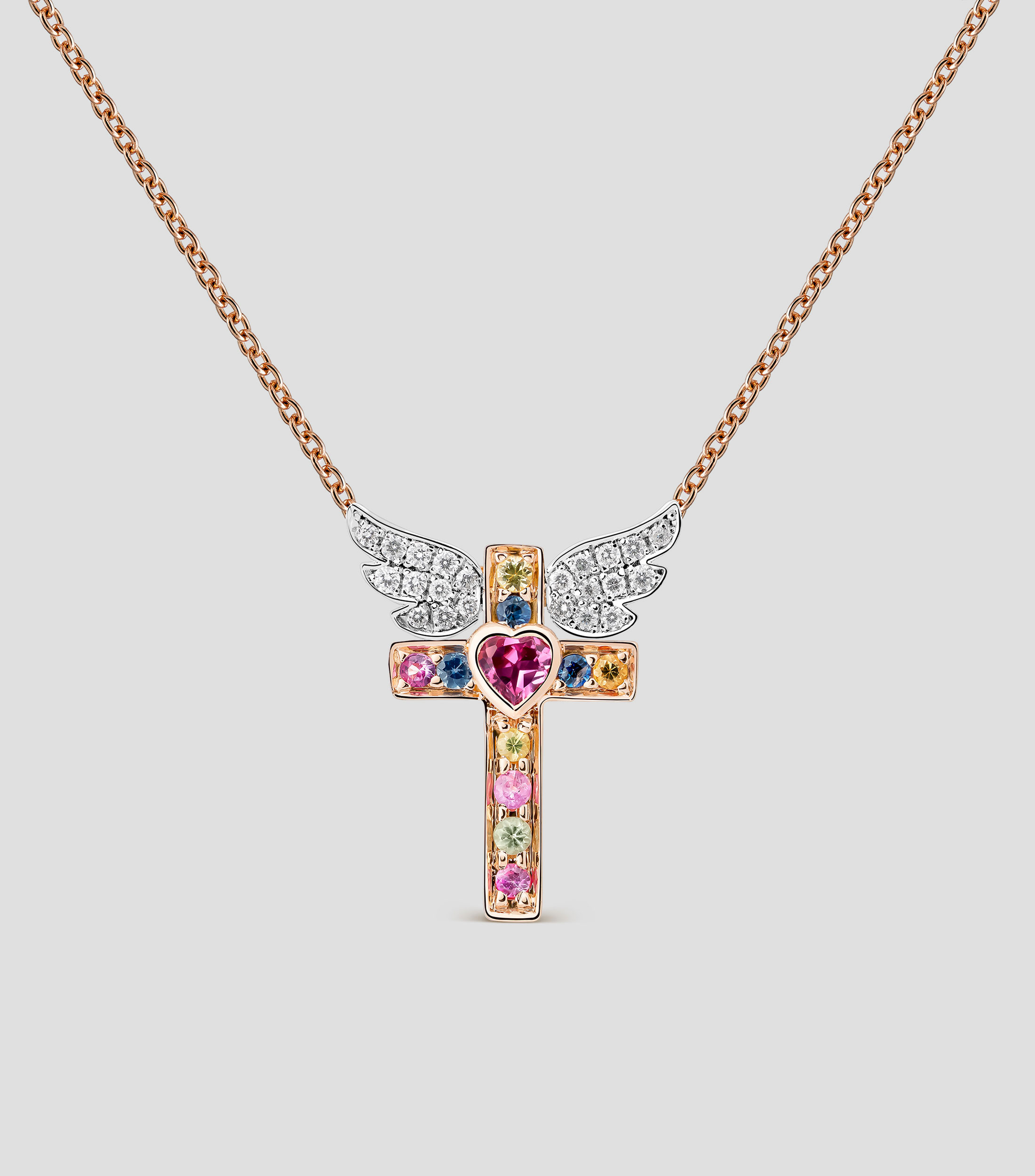 Colgante en oro rosa y blanco de 18 Kts Amuletos de Frida Mujer